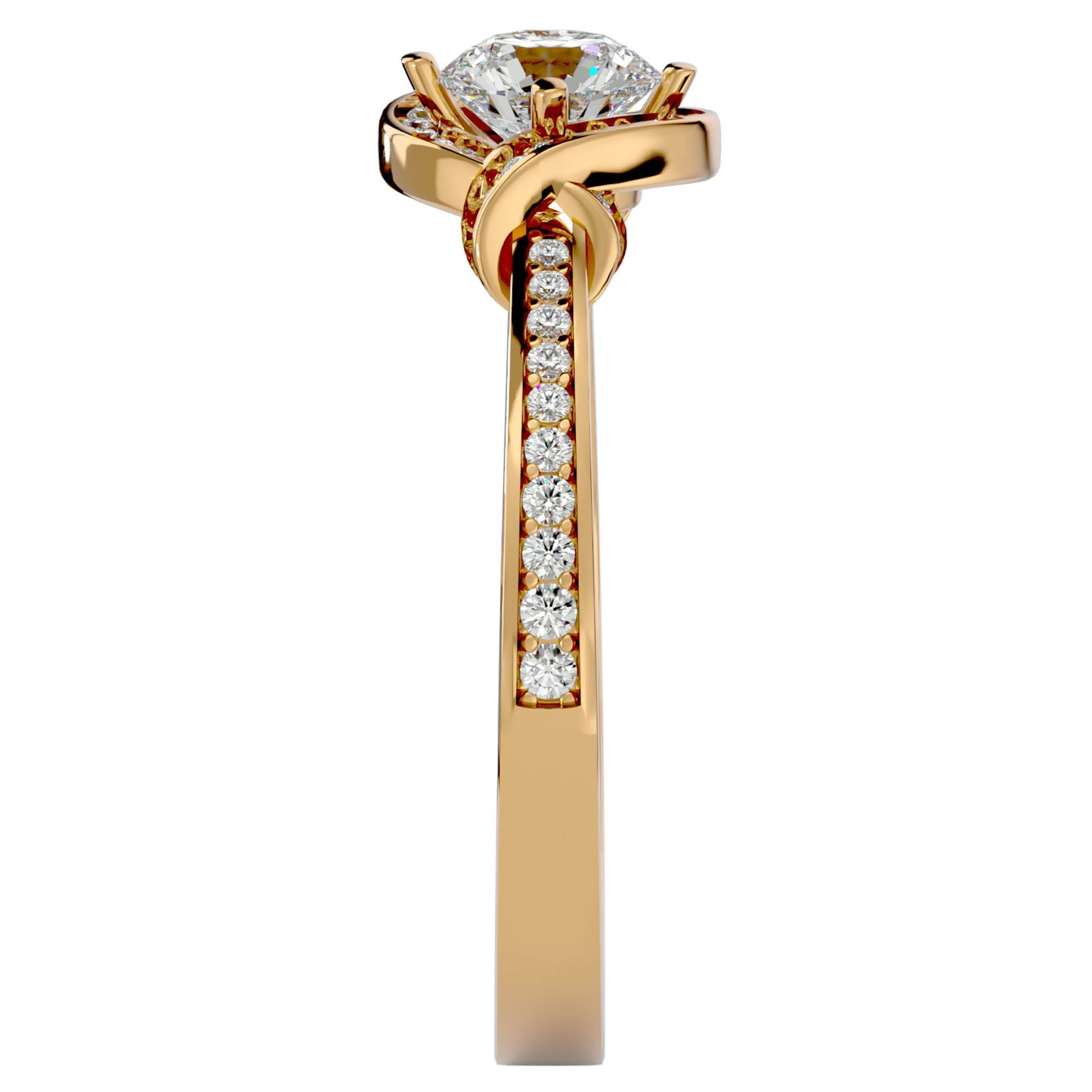 Inel Vintage Halo Pavé cu Diamante Naturale de 0.69 ct din 18k Aur Galben - Castelo.ro