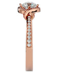 Inel Vintage Halo Pavé din Aur 14k cu Diamante Create în Laborator de 0.69 ct din 14k Aur Roz - Castelo.ro