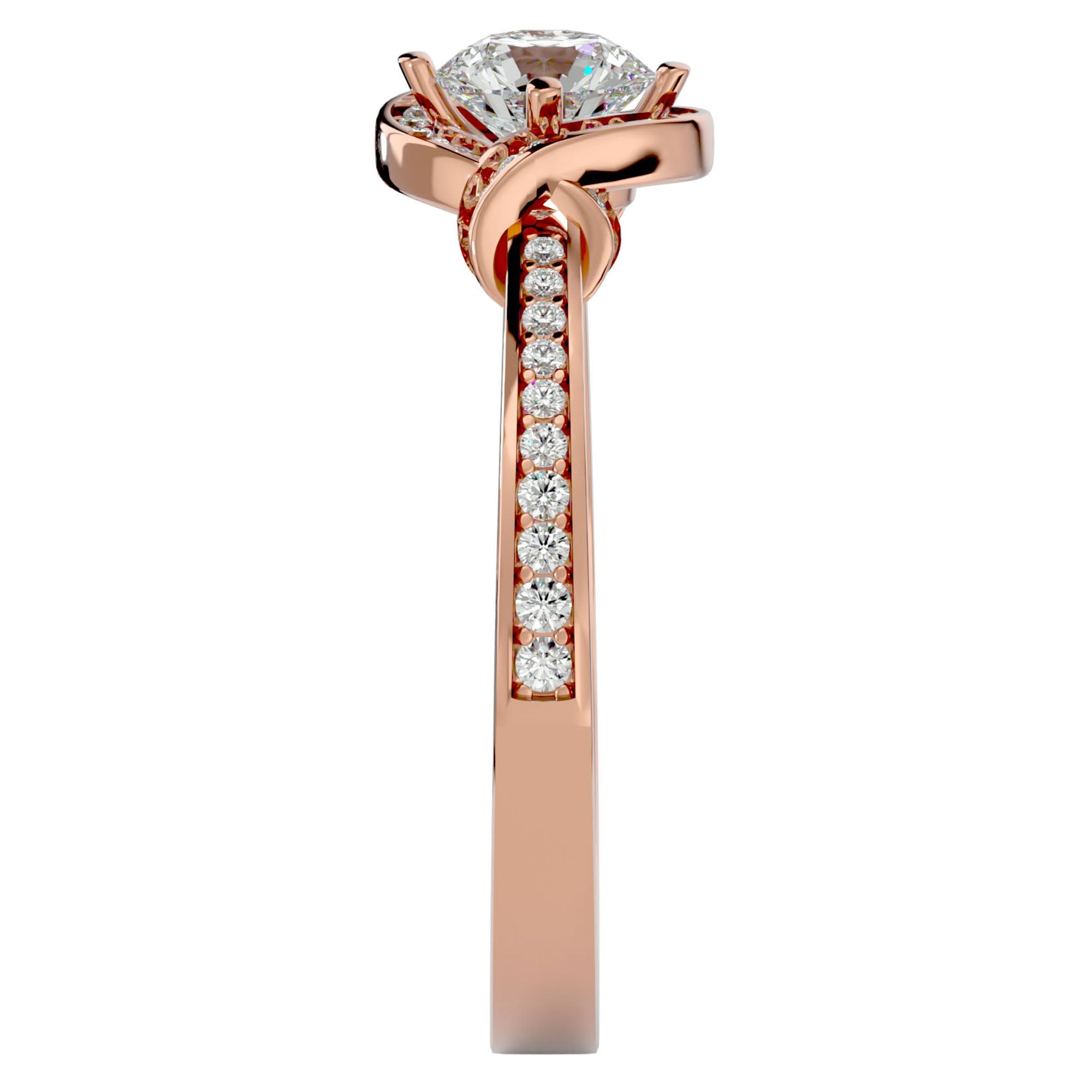 Inel de Logodnă cu Moissanite Pavé în Spirală de 0.69 ct din 18k Aur Roz - Castelo.ro