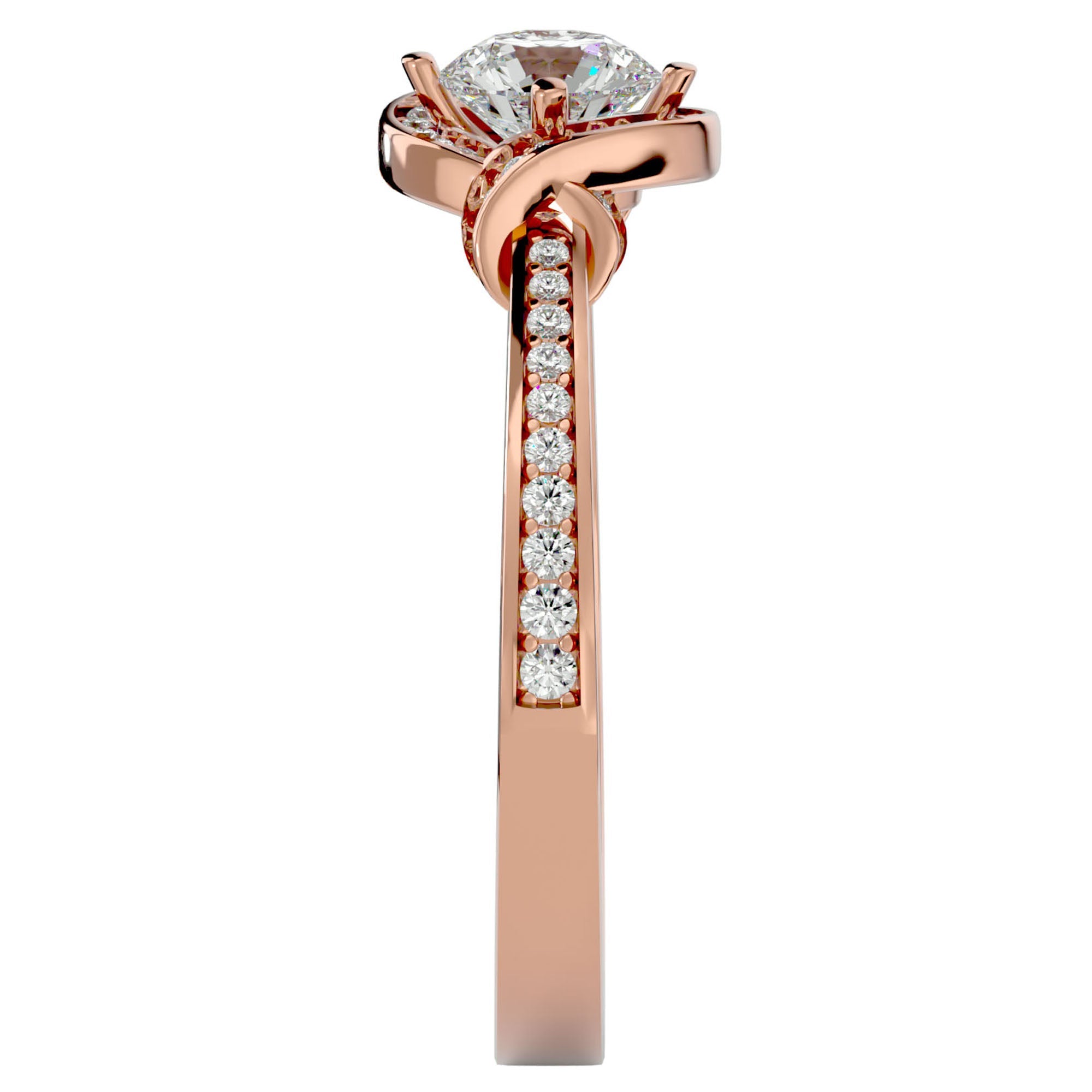 Inel Vintage Halo Pavé cu Diamante Naturale de 0.69 ct din 18k Aur Roz - Castelo.ro