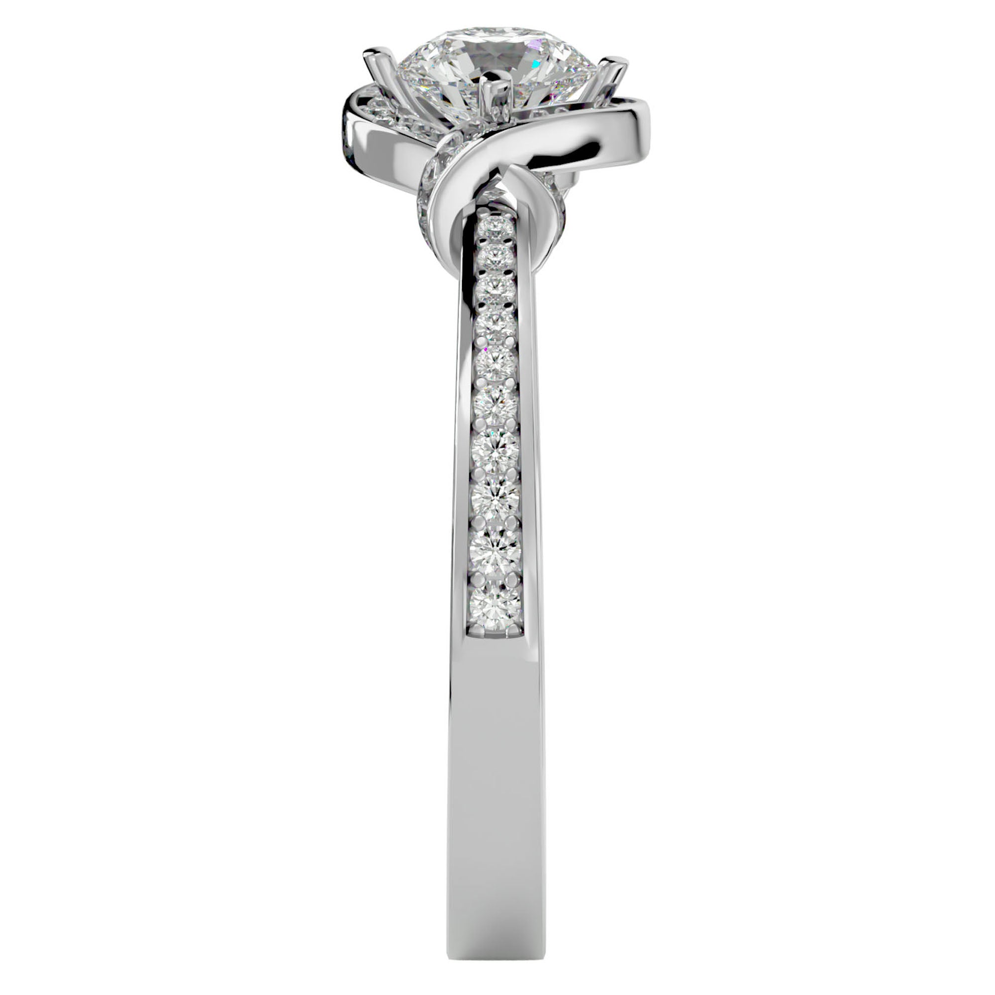 Inel de Logodnă cu Diamante Naturale Pavé în Spirală de 0.69 ct din Platina - Castelo.ro