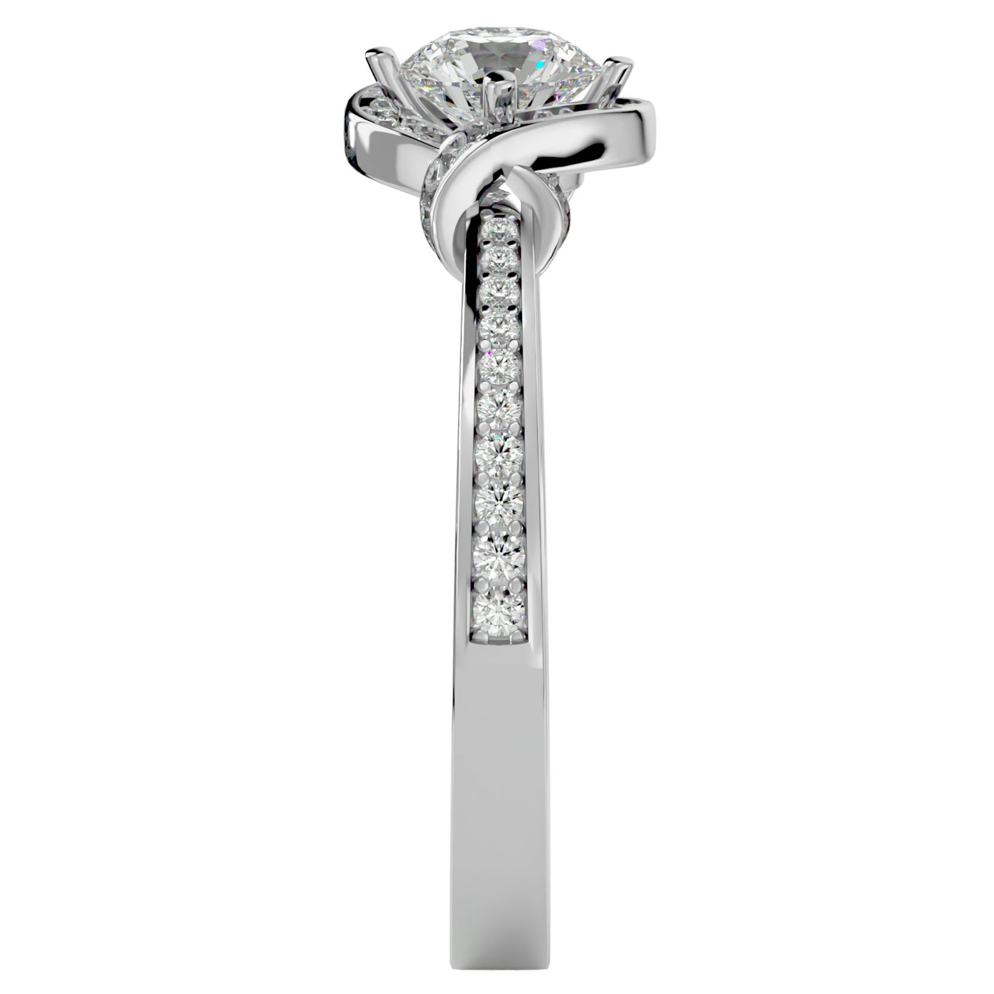 Inel Vintage Halo Pavé cu Diamante Naturale de 0.69 ct din Platina - Castelo.ro