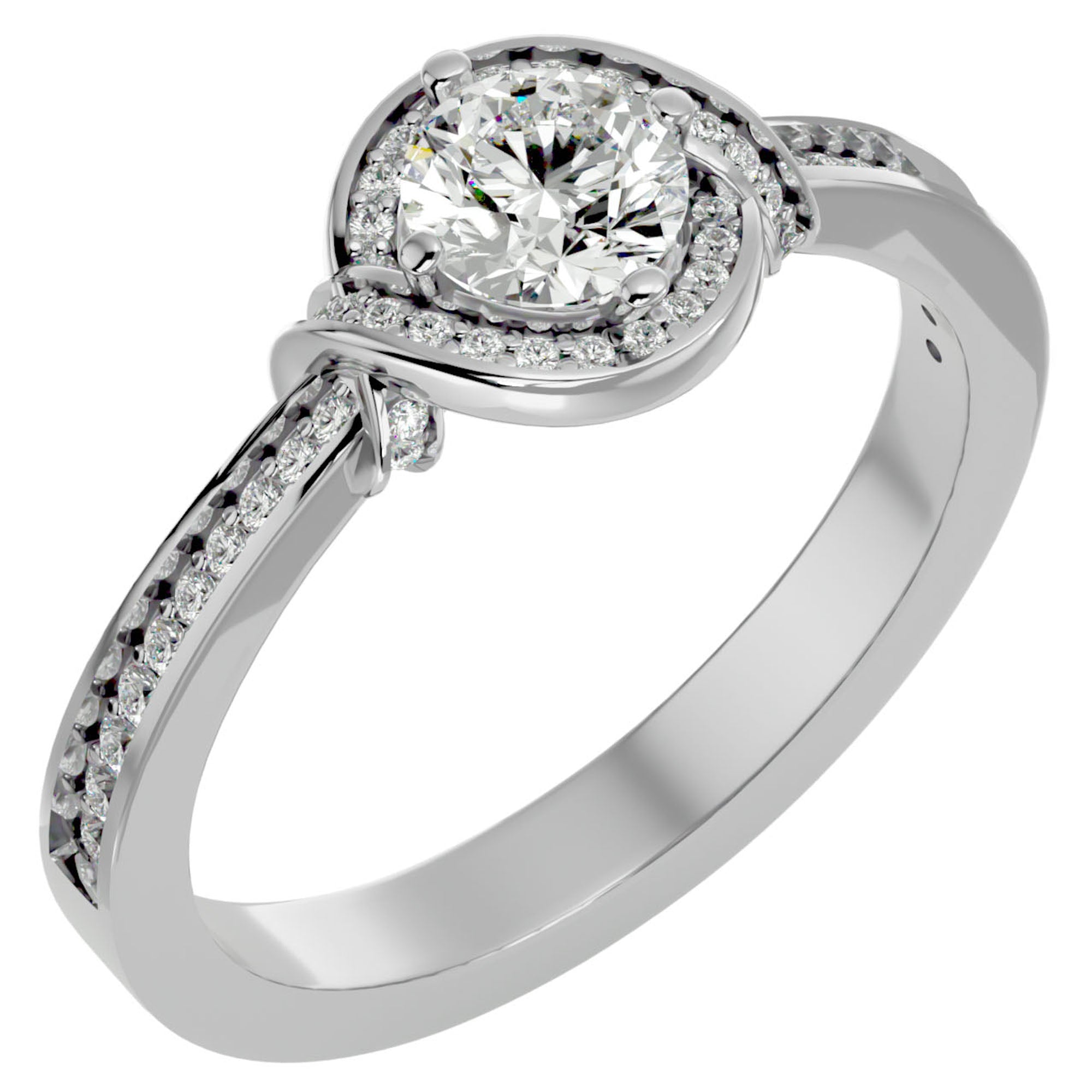 Inel Vintage Halo Pavé cu Diamante Naturale de 0.69 ct din Platina - Castelo.ro