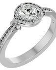 Inel Vintage Halo Pavé cu Diamante Naturale de 0.69 ct din Platina - Castelo.ro