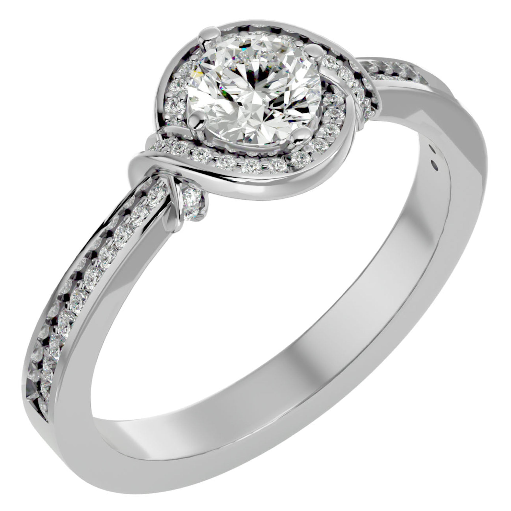 Inel de Logodnă cu Moissanite Pavé în Spirală de 0.69 ct din Platina - Castelo.ro