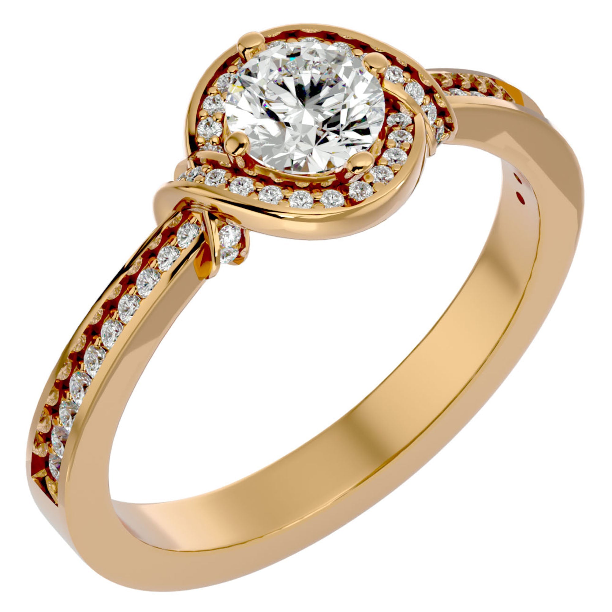 Inel de Logodnă cu Moissanite Pavé în Spirală de 0.69 ct din 18k Aur Galben - Castelo.ro