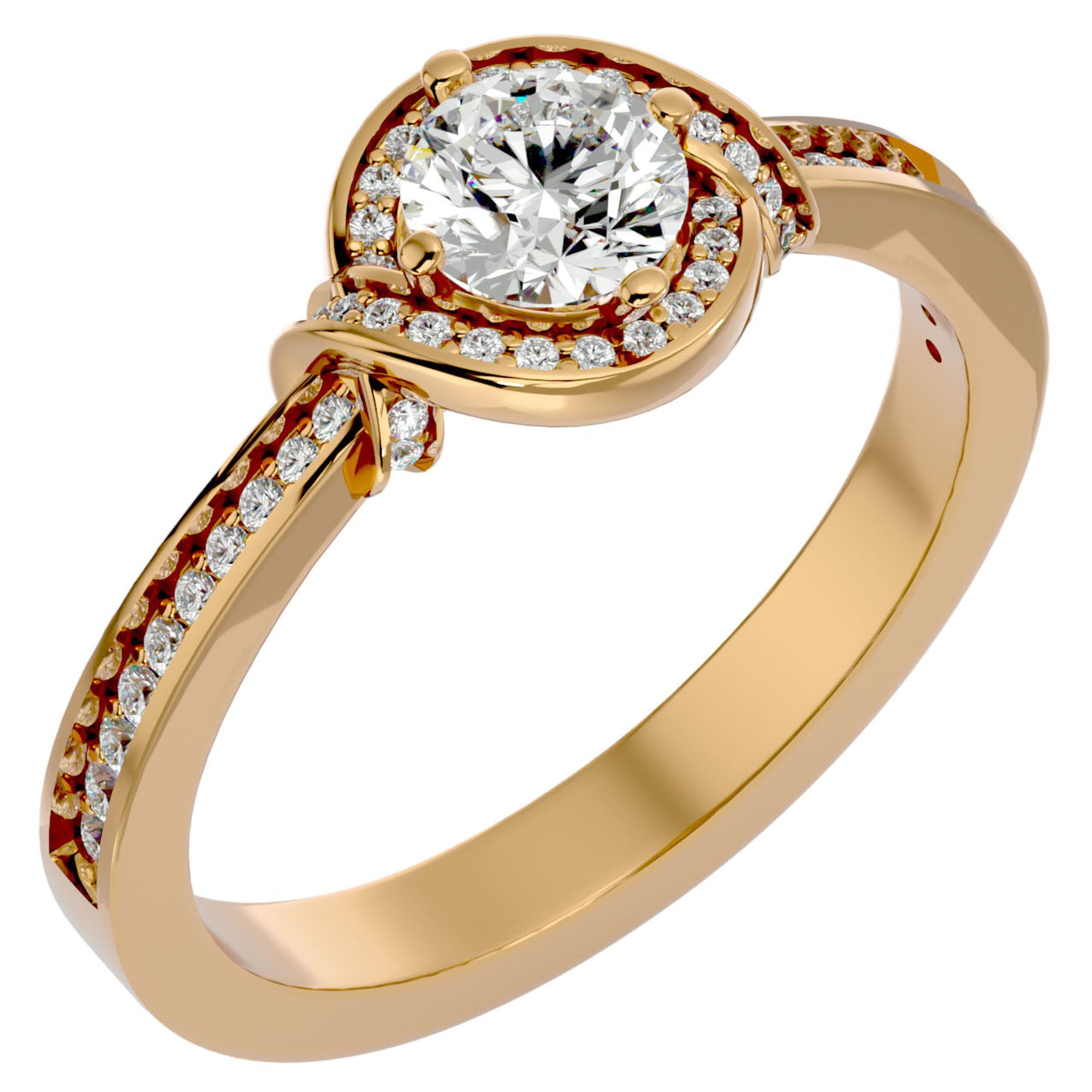 Inel Vintage Halo Pavé cu Diamante Naturale de 0.69 ct din 18k Aur Galben - Castelo.ro
