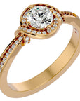 Inel Vintage Halo Pavé cu Diamante Naturale de 0.69 ct din 18k Aur Galben - Castelo.ro