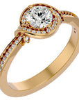 Inel Vintage Halo Pavé cu Diamante Naturale de 0.69 ct din 18k Aur Galben - Castelo.ro