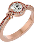 Inel Vintage Halo Pavé din Aur 14k cu Diamante Create în Laborator de 0.69 ct din 14k Aur Roz - Castelo.ro