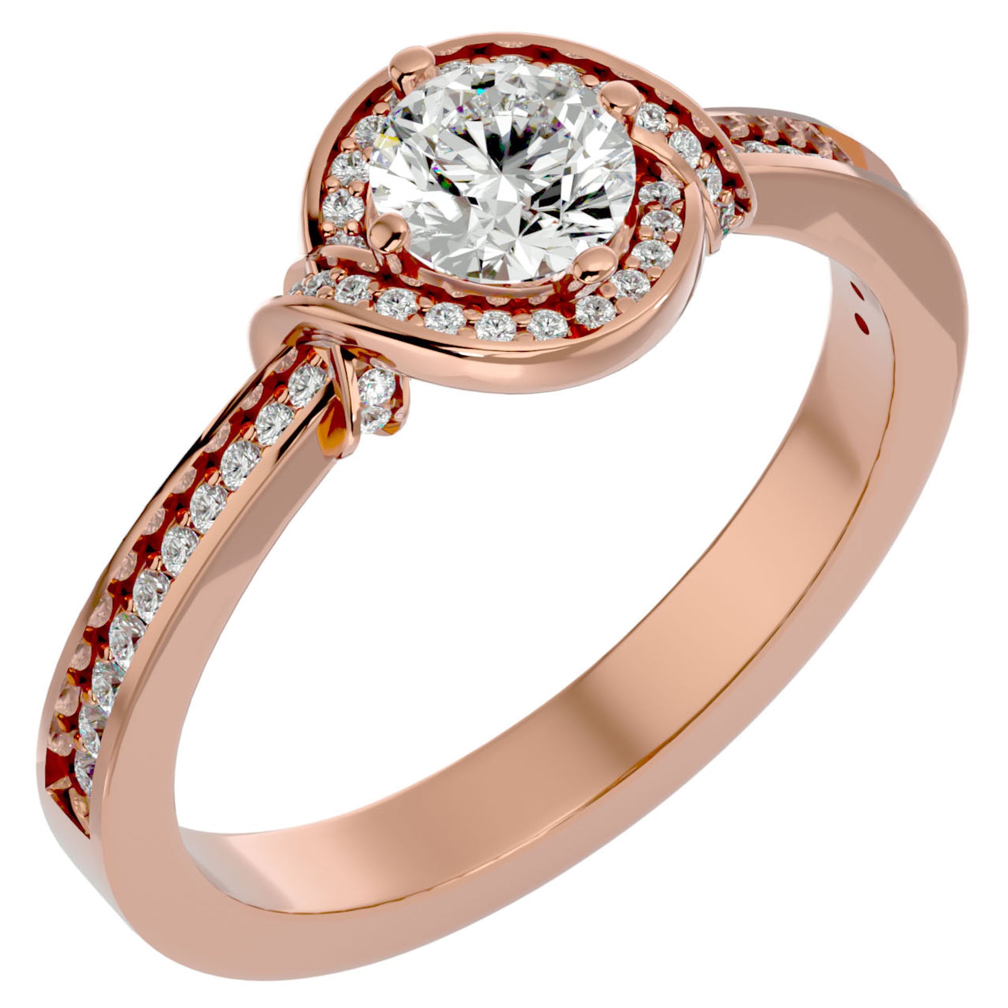 Inel Vintage Halo Pavé cu Diamante Naturale de 0.69 ct din 18k Aur Roz - Castelo.ro