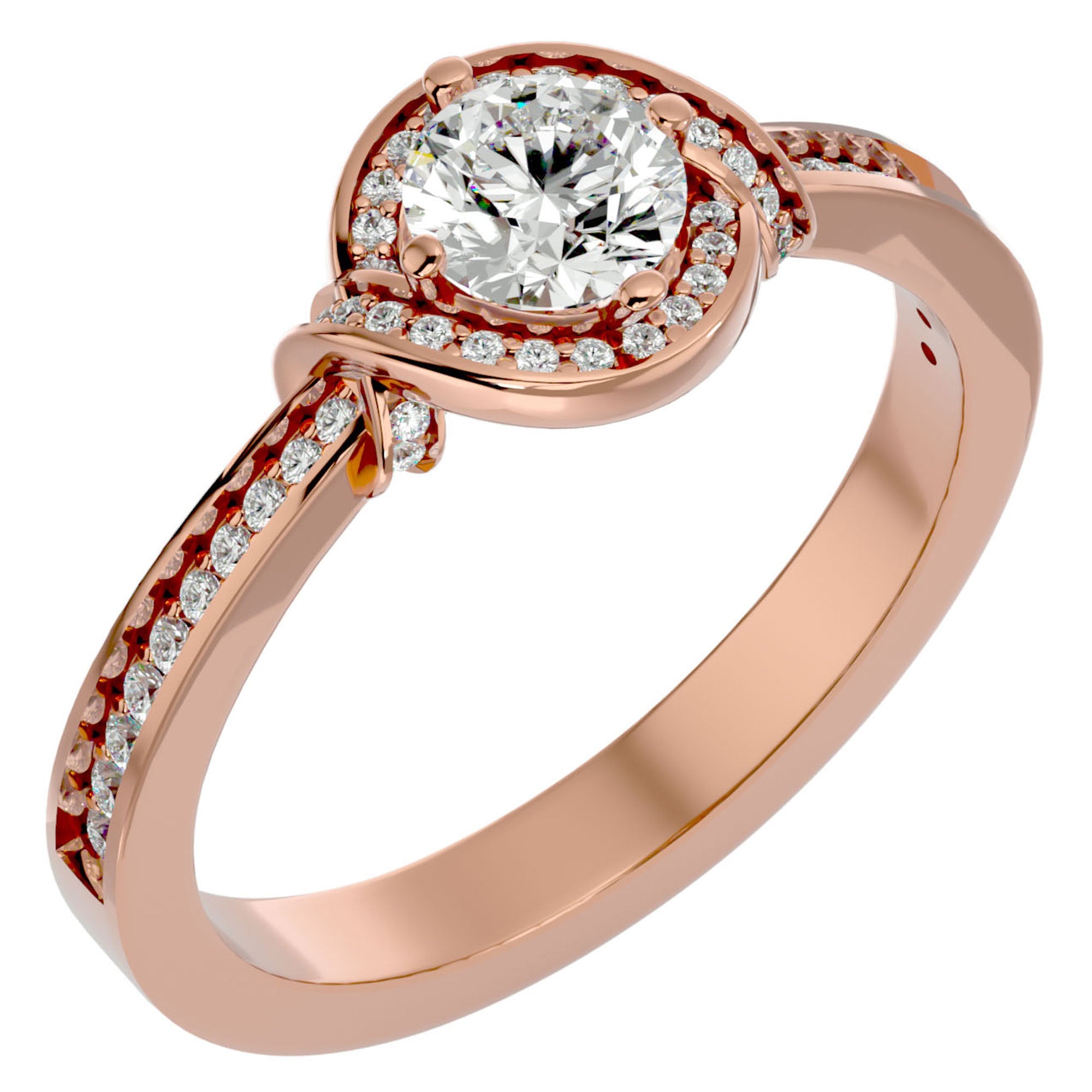 Inel de Logodnă cu Diamante Create în Laborator Pavé în Spirală de 0.69 ct din 18k Aur Roz - Castelo.ro