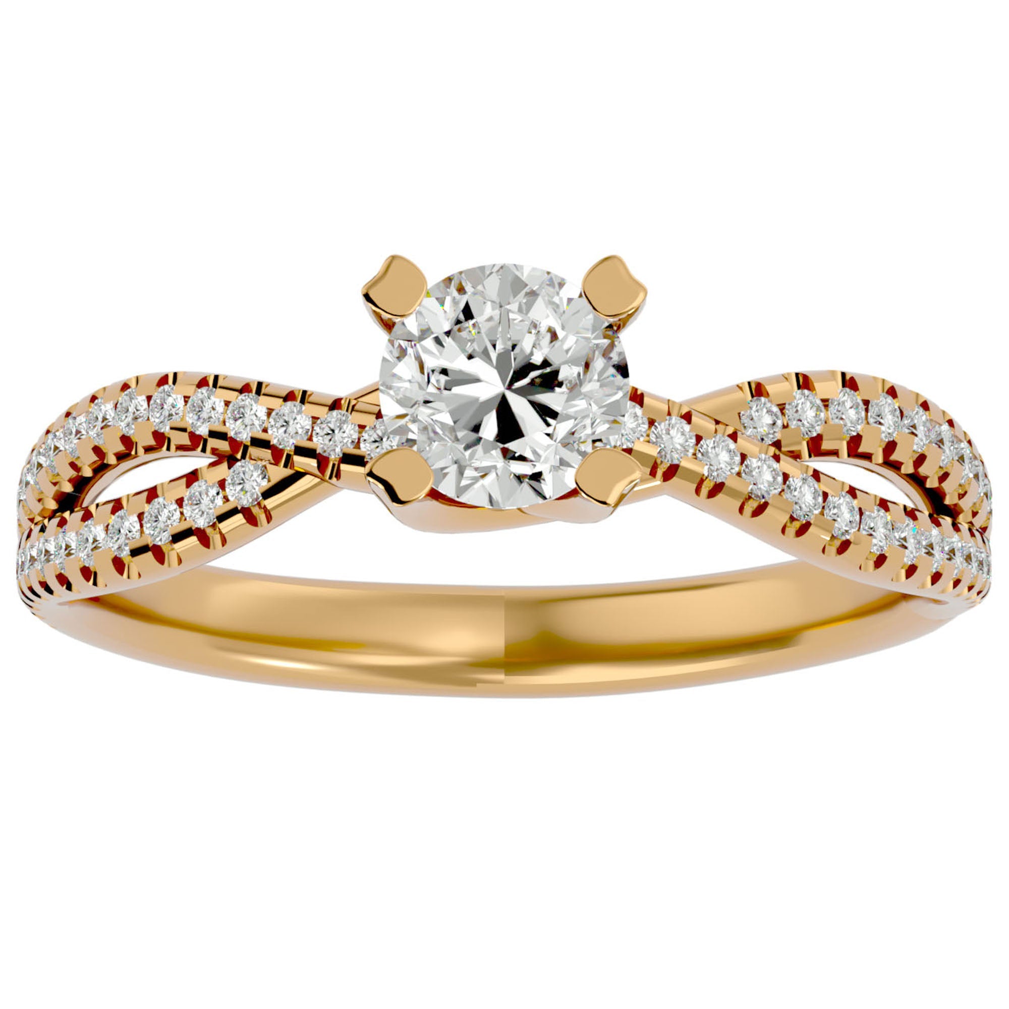 Inel De Logodnă Pyrénées Pavé cu Moissanite de 0.93 ct din 18k Aur Galben - Castelo.ro