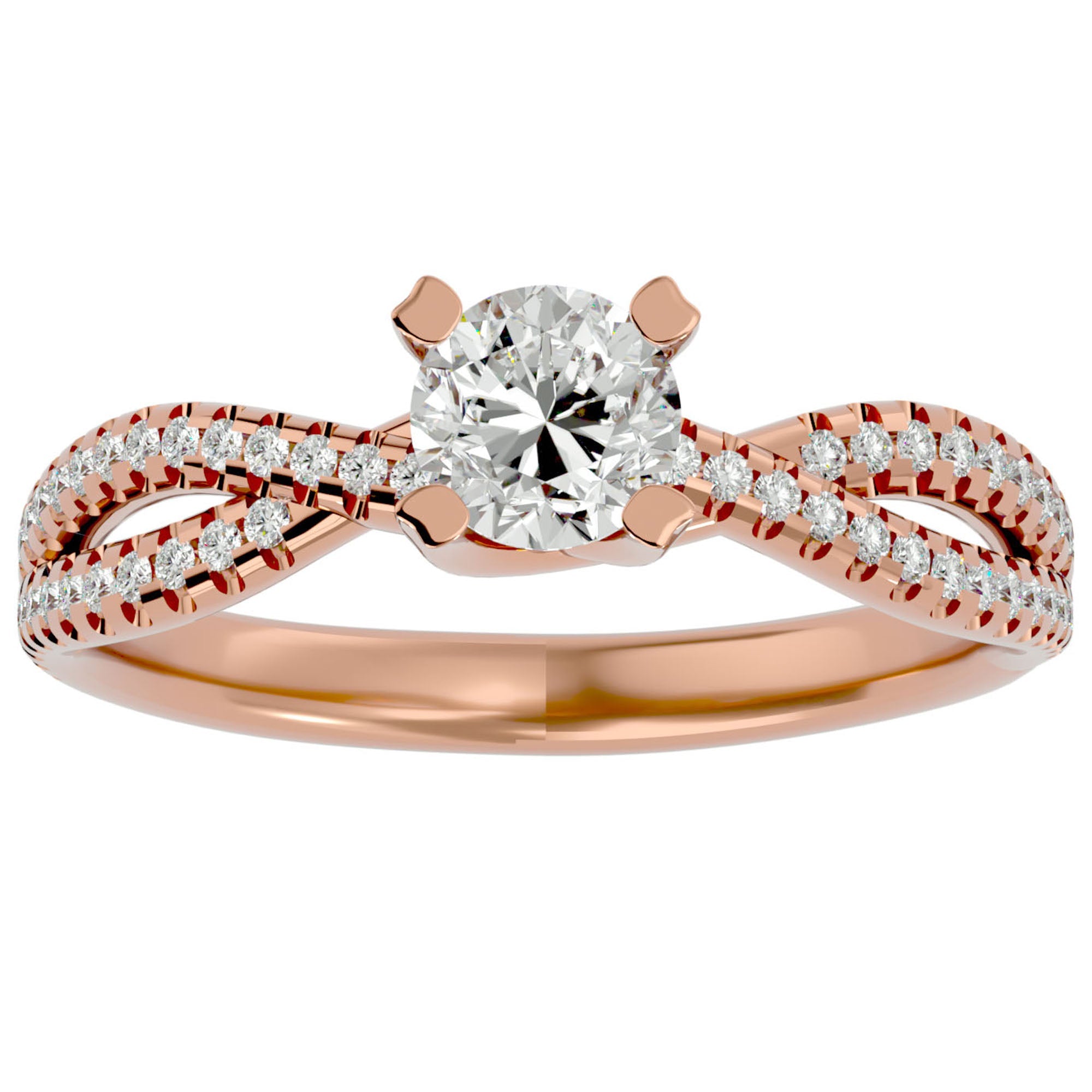 Inel De Logodnă Pyrénées Pavé cu Moissanite de 0.93 ct din 18k Aur Roz - Castelo.ro