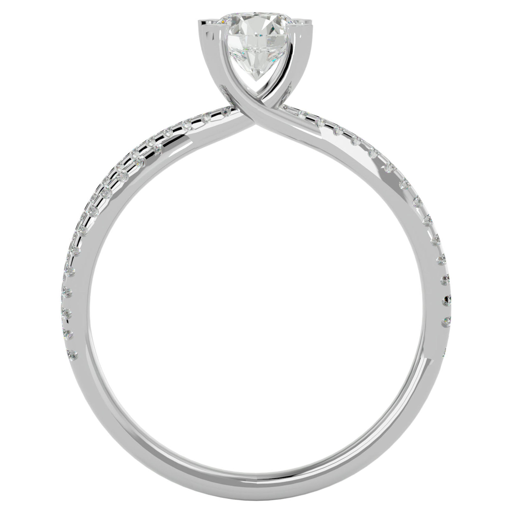 Inel De Logodnă Pyrénées Pavé cu Moissanite de 0.93 ct din Platina - Castelo.ro