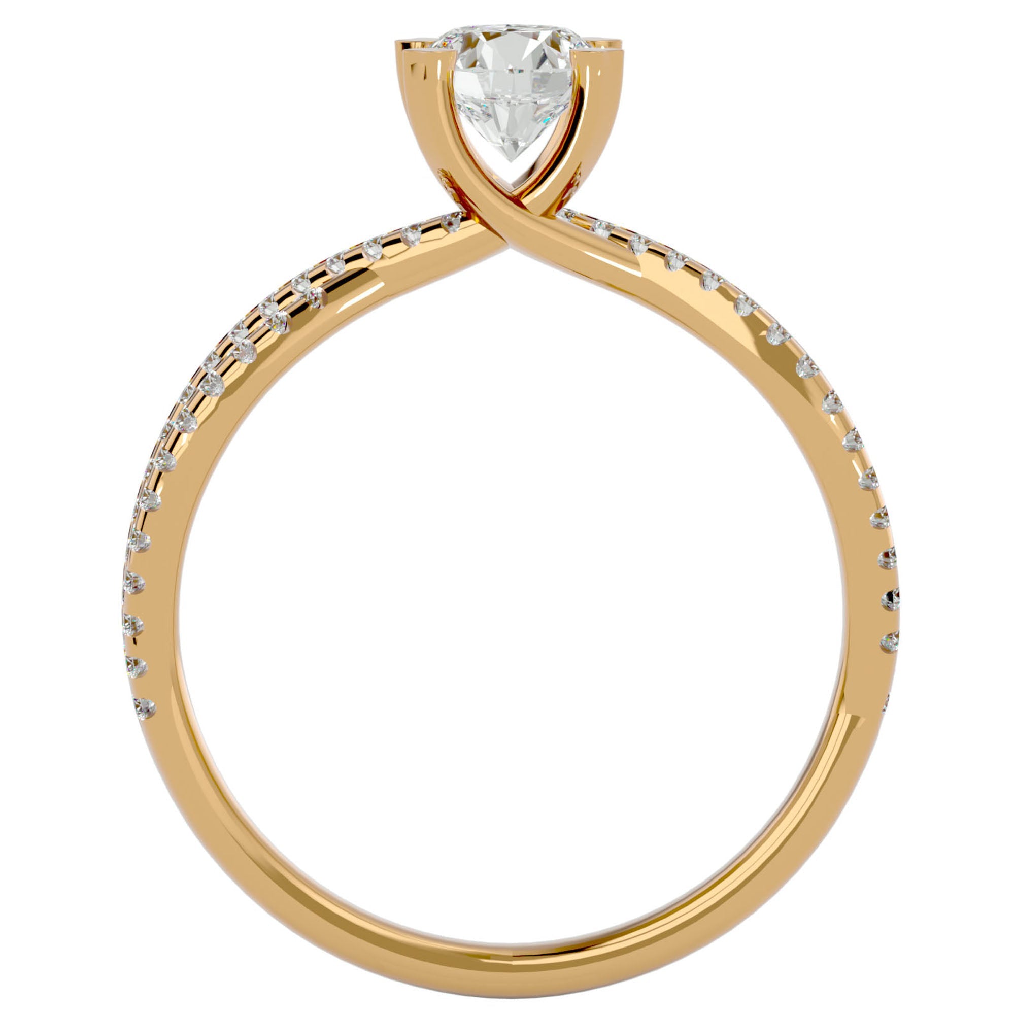 Inel De Logodnă Pyrénées Pavé din Aur 14k cu Diamante Naturale de 0.93 ct din 14k Aur Galben - Castelo.ro