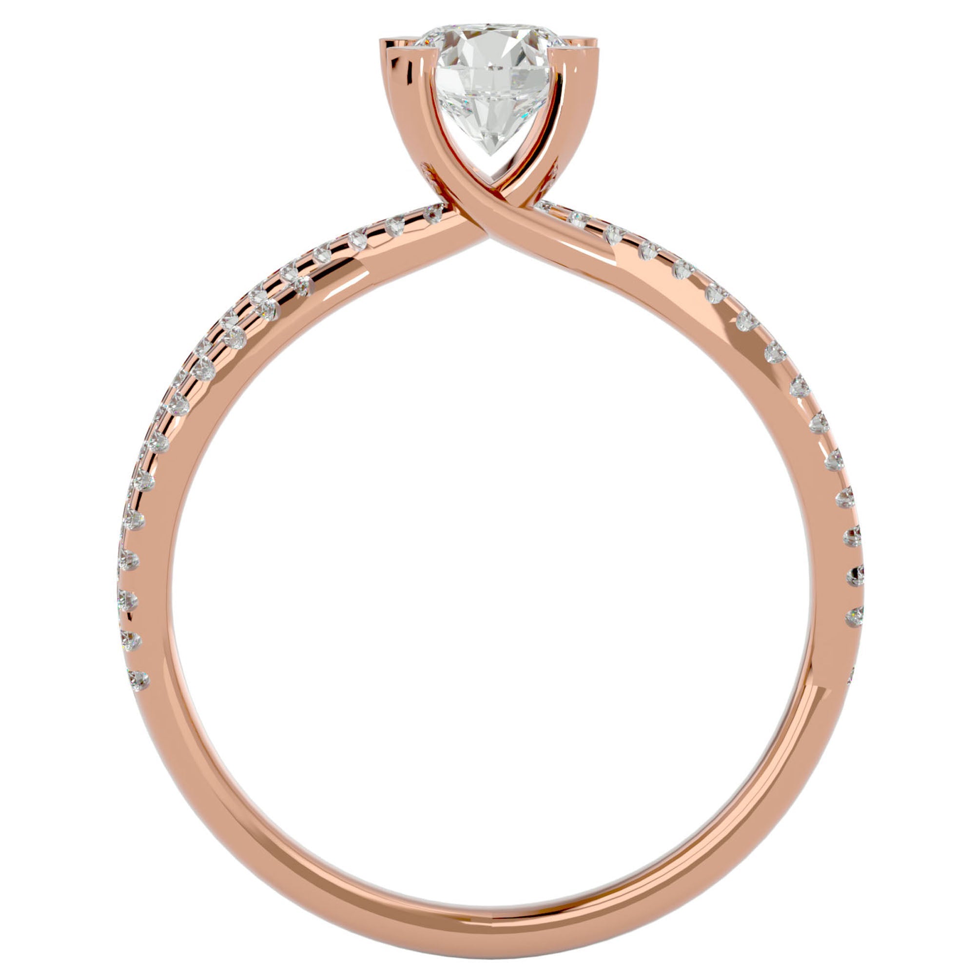 Inel De Logodnă Pyrénées Pavé cu Moissanite de 0.93 ct din 18k Aur Roz - Castelo.ro