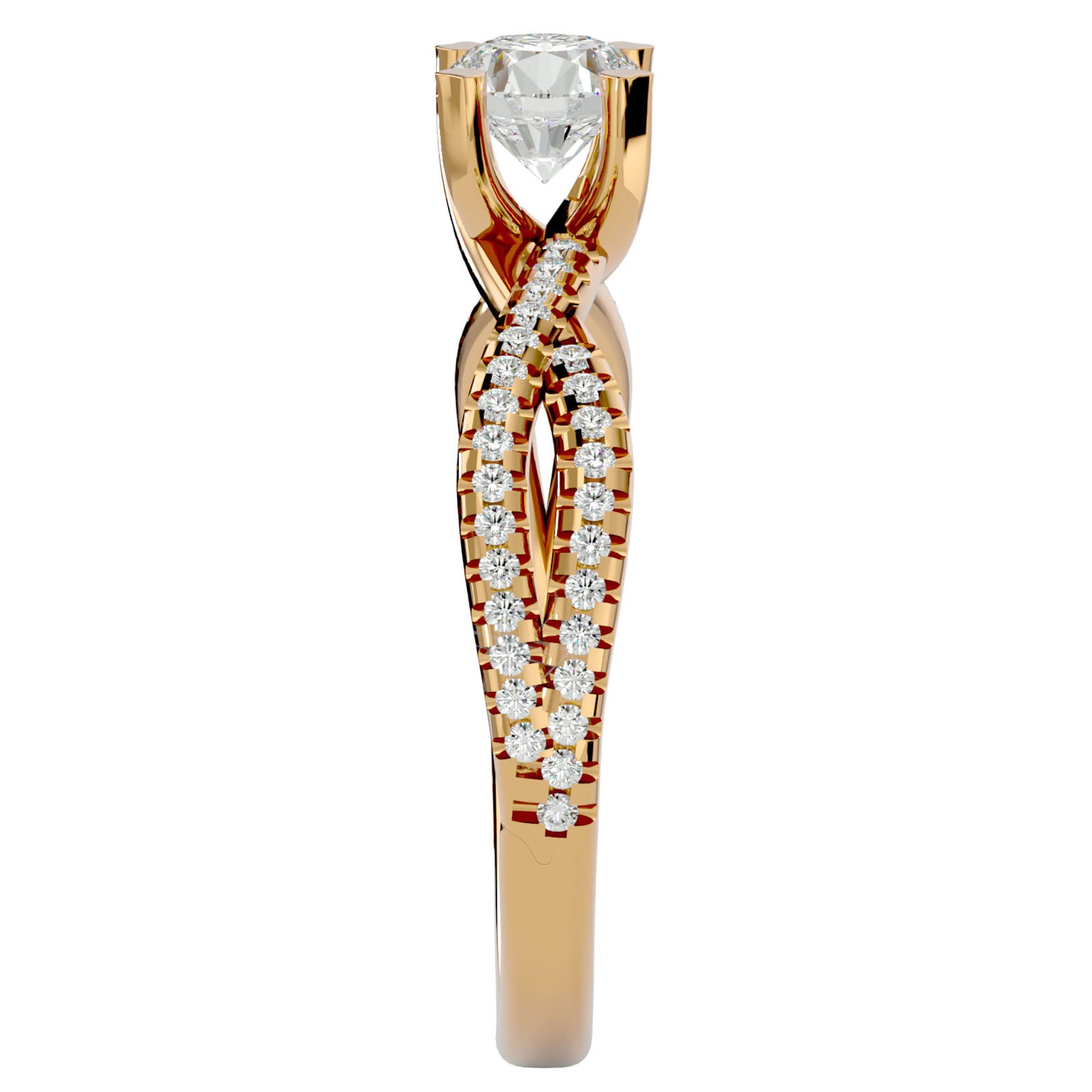 Inel De Logodnă Pyrénées Pavé din Aur 14k cu Diamante Naturale de 0.93 ct din 14k Aur Galben - Castelo.ro