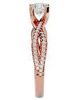 Inel De Logodnă Pyrénées Pavé din Aur 14k cu Diamante Naturale de 0.93 ct din 14k Aur Roz - Castelo.ro