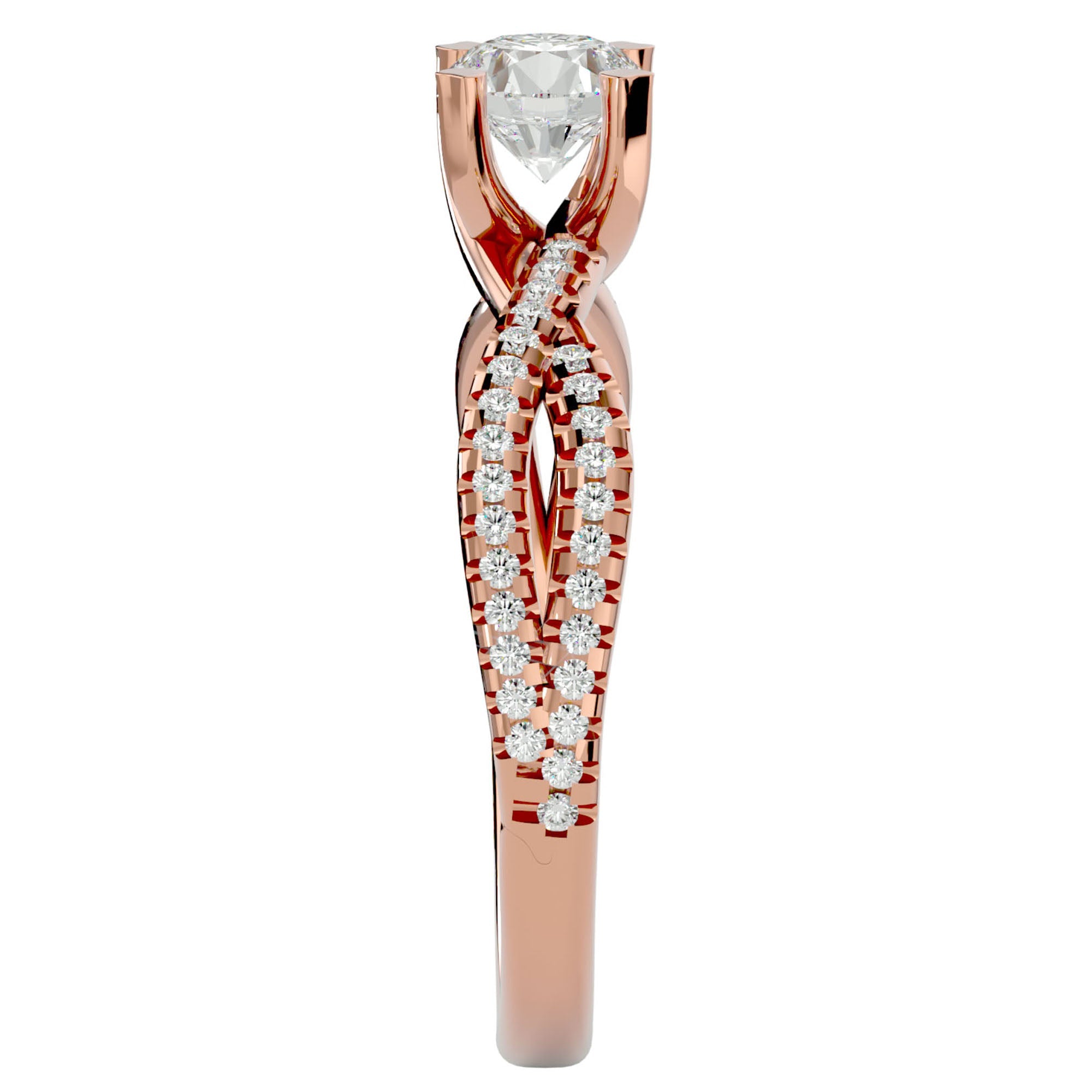 Inel De Logodnă Pyrénées Pavé cu Moissanite de 0.93 ct din 18k Aur Roz - Castelo.ro
