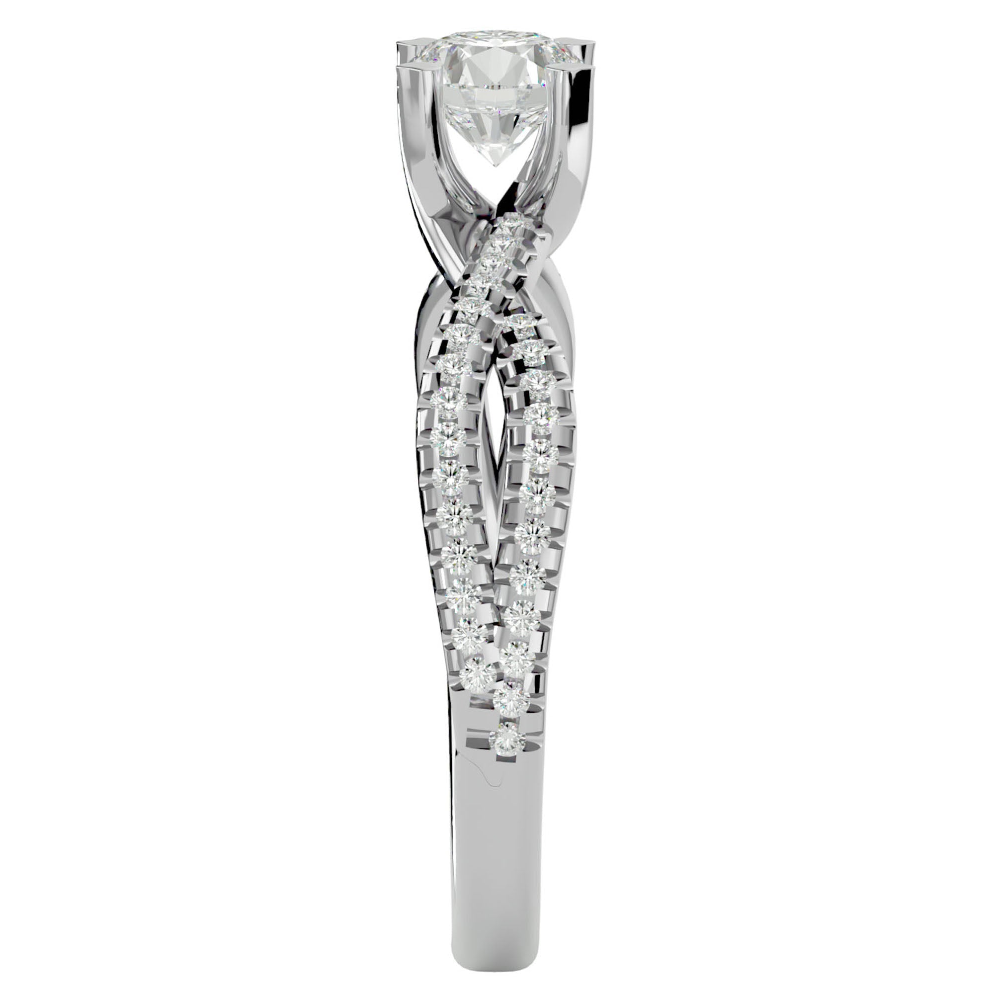 Inel De Logodnă Pyrénées Pavé din Aur 14k cu Diamante Naturale de 0.93 ct din 14k Aur Alb - Castelo.ro