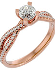 Inel De Logodnă Pyrénées Pavé din Aur 14k cu Diamante Naturale de 0.93 ct din 14k Aur Roz - Castelo.ro