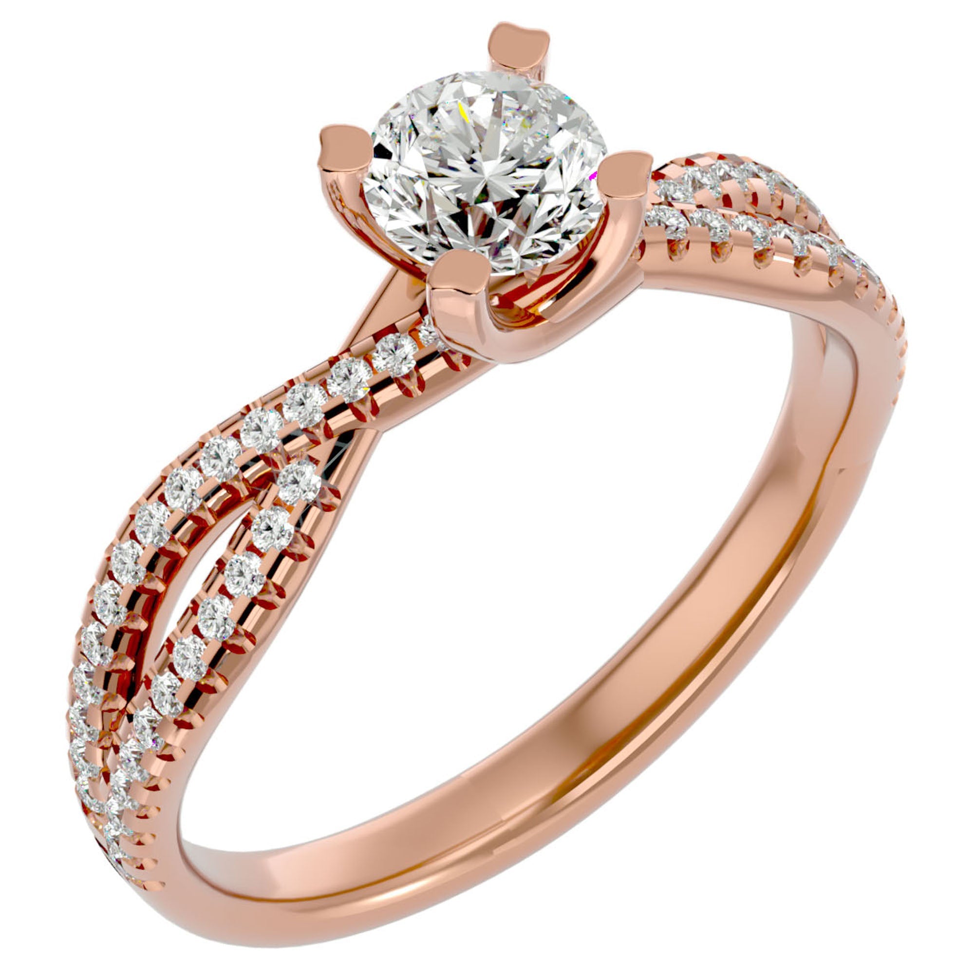 Inel De Logodnă Pyrénées Pavé cu Moissanite de 0.93 ct din 18k Aur Roz - Castelo.ro