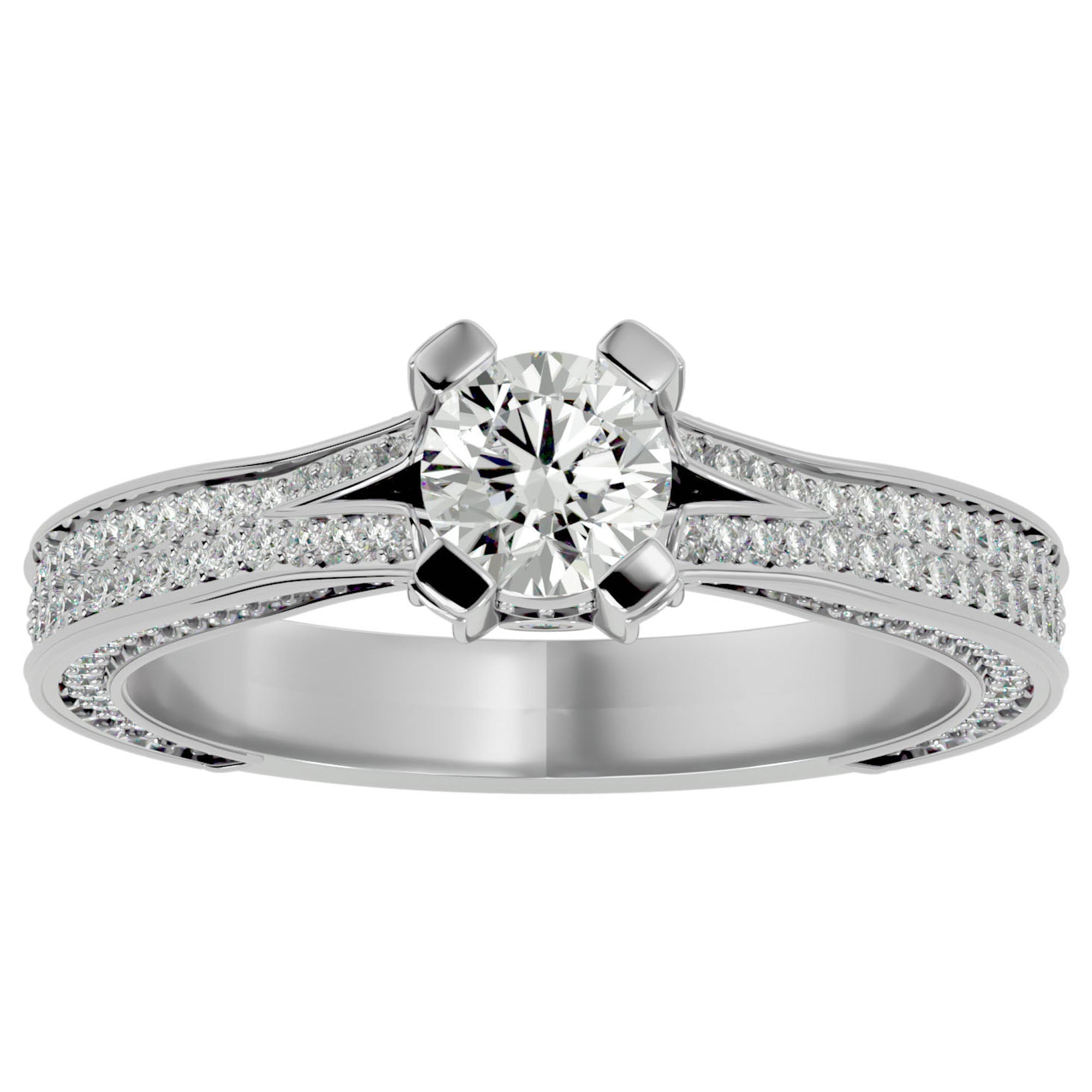 Inel De Logodnă Val d'Oise Pavé cu Diamante Naturale de 1.17 ct din Platina - Castelo.ro