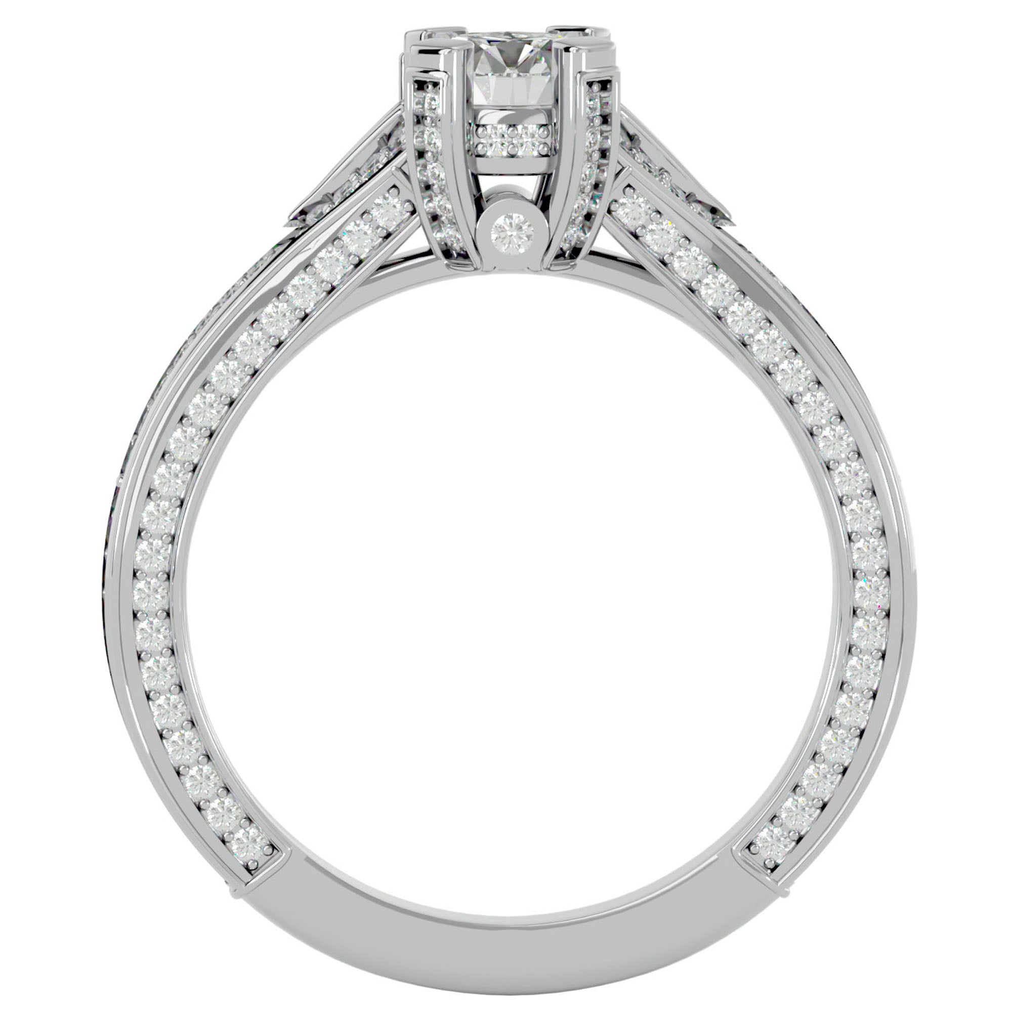 Inel De Logodnă Val d'Oise Pavé cu Diamante Naturale de 1.17 ct din Platina - Castelo.ro