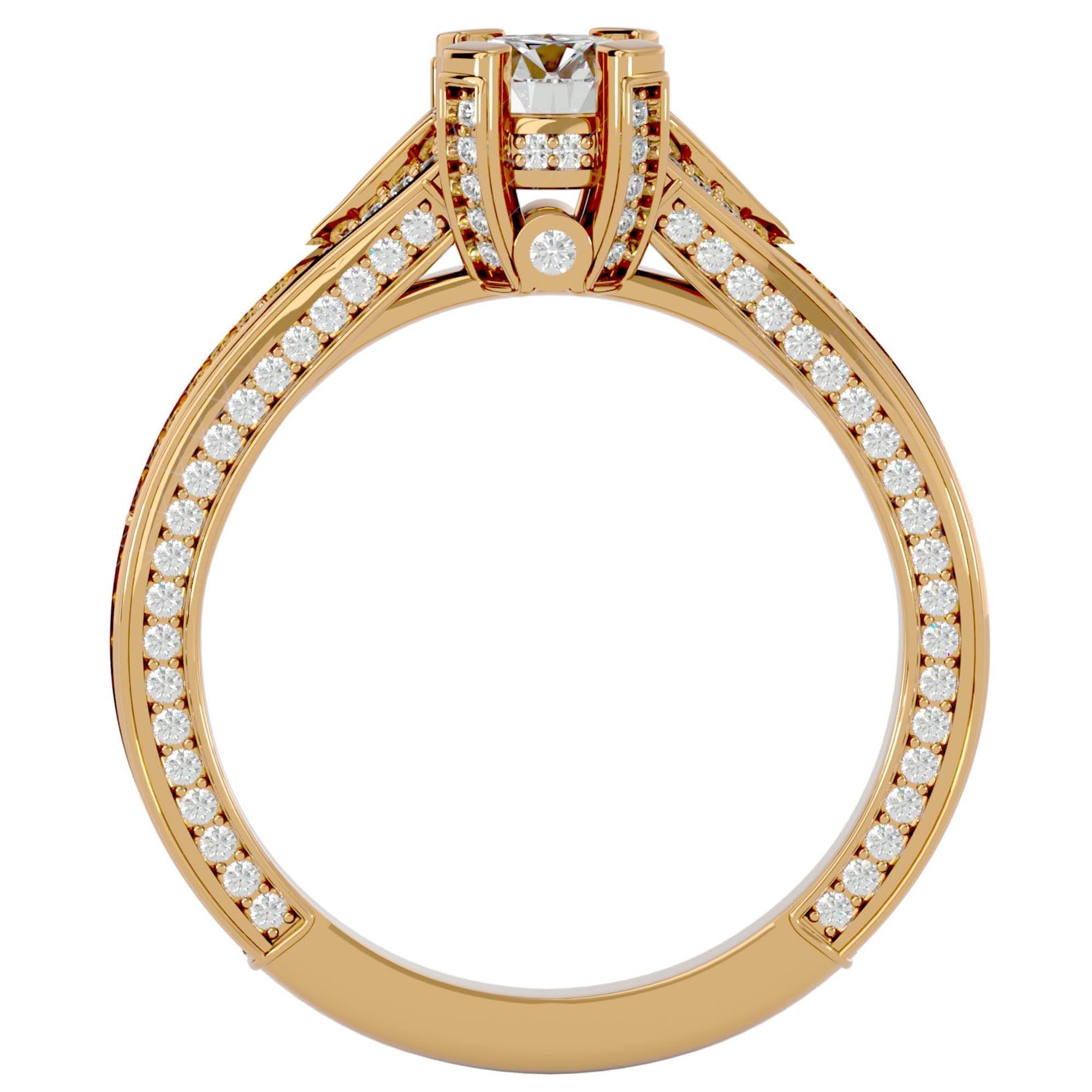 Inel De Logodnă Val d'Oise Pavé din Aur 14k cu Diamante Create în Laborator de 1.17 ct din 14k Aur Galben - Castelo.ro