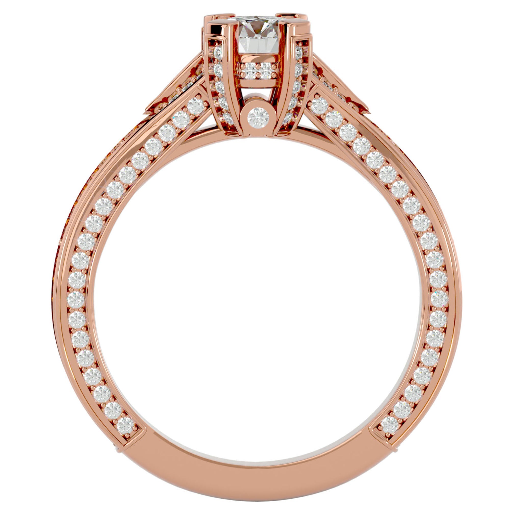 Inel De Logodnă Val d'Oise Pavé din Aur 14k cu Diamante Create în Laborator de 1.17 ct din 14k Aur Roz - Castelo.ro