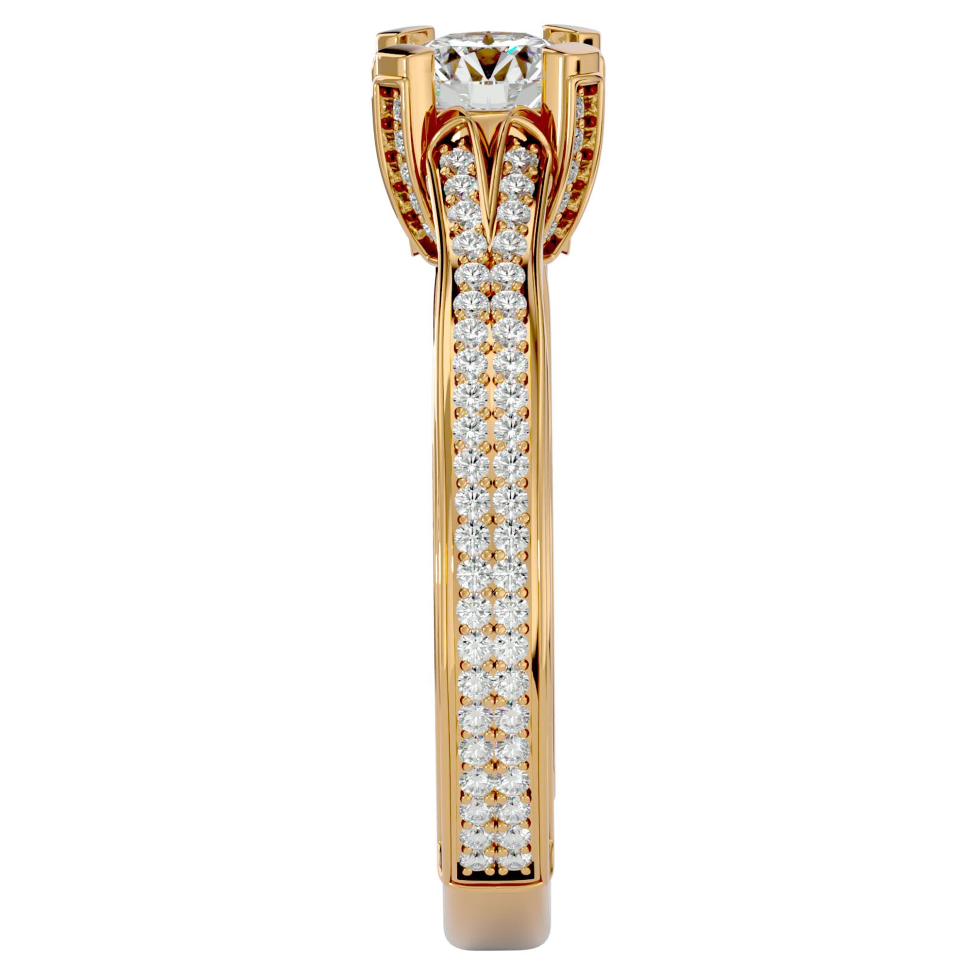 Inel De Logodnă Val d'Oise Pavé din Aur 14k cu Diamante Naturale de 1.17 ct din 14k Aur Galben - Castelo.ro
