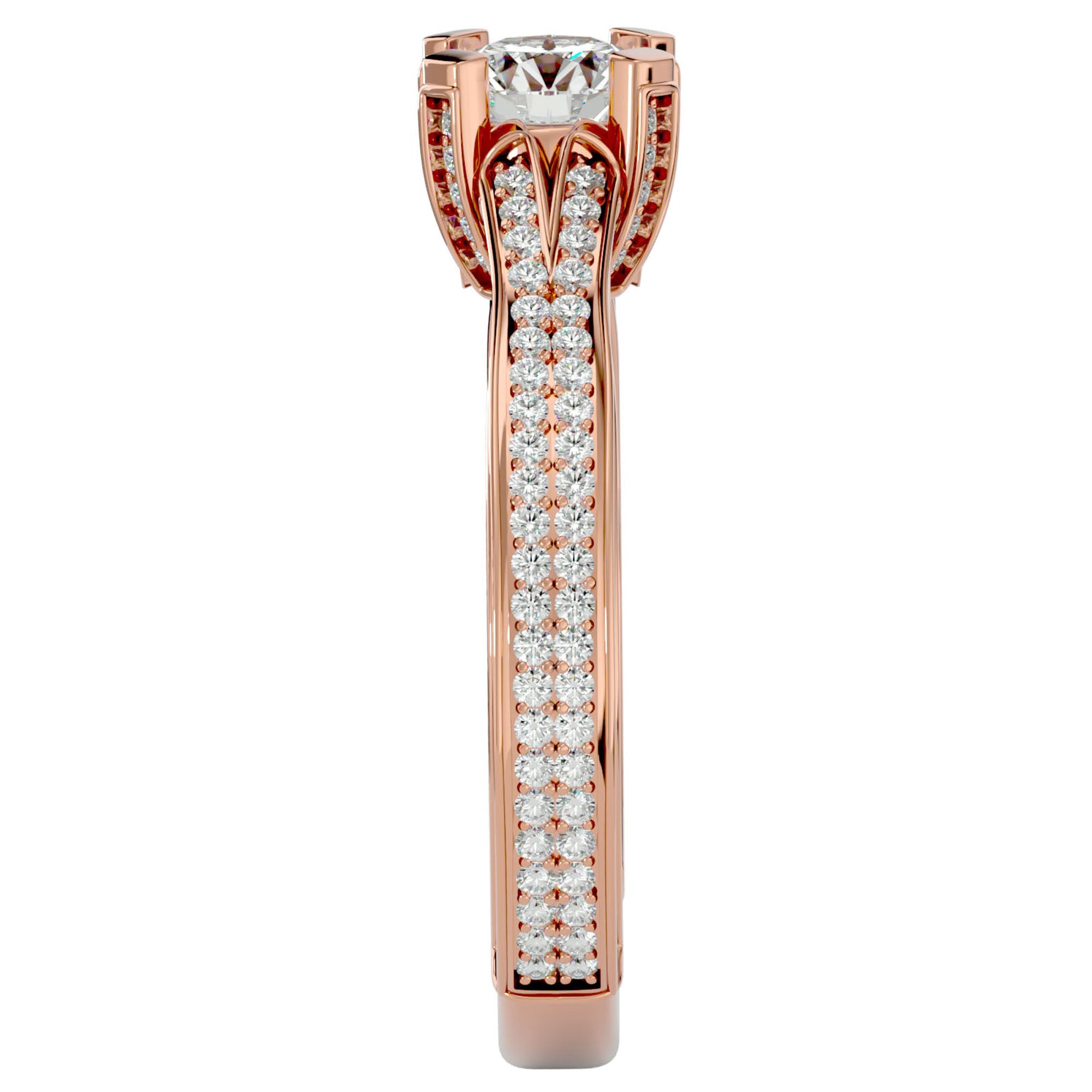 Inel De Logodnă Val d'Oise Pavé din Aur 14k cu Diamante Naturale de 1.17 ct din 14k Aur Roz - Castelo.ro