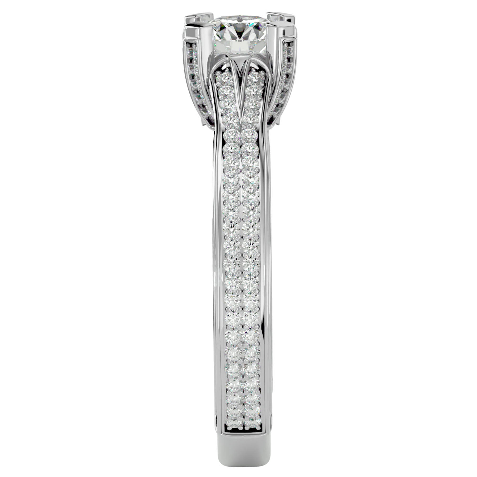 Inel De Logodnă Val d'Oise Pavé din Aur 14k cu Diamante Create în Laborator de 1.17 ct din 14k Aur Alb - Castelo.ro