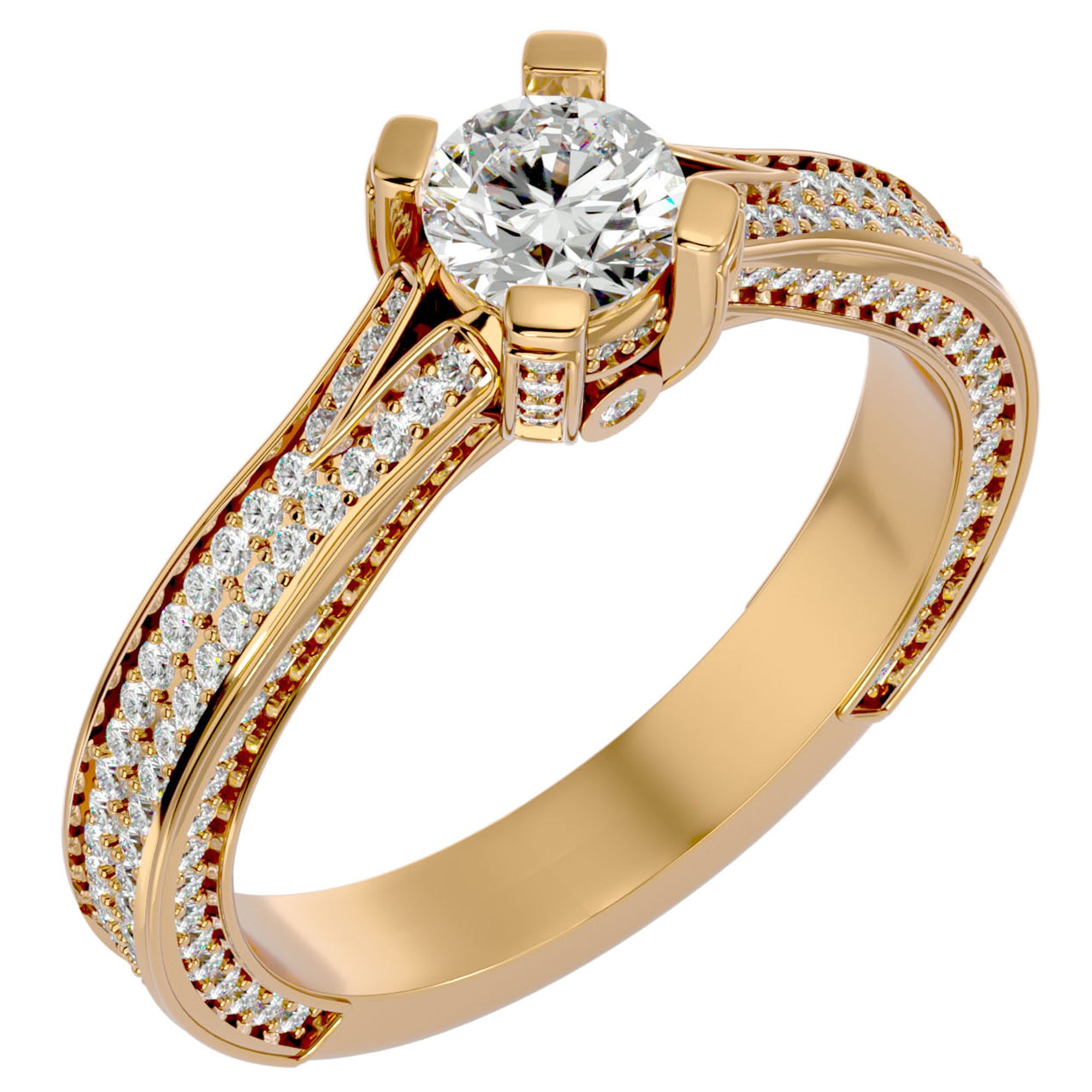 Inel De Logodnă Val d'Oise Pavé din Aur 14k cu Moissanite de 1.17 ct din 14k Aur Galben - Castelo.ro