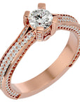 Inel De Logodnă Val d'Oise Pavé din Aur 14k cu Diamante Naturale de 1.17 ct din 14k Aur Roz - Castelo.ro