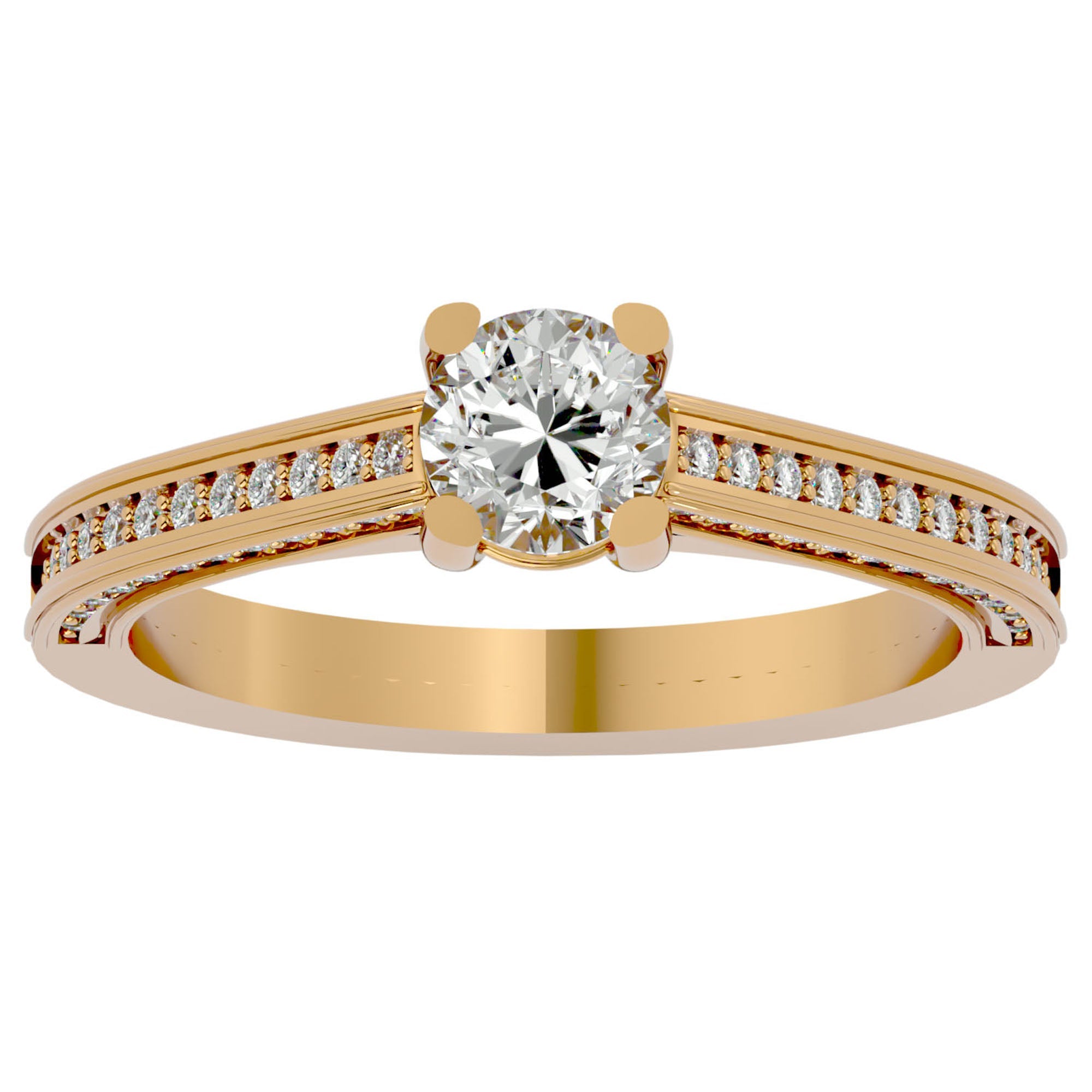 Inel De Logodnă Corsica Pavé din Aur 14k cu Diamante Naturale de 1.11 ct din 14k Aur Galben - Castelo.ro