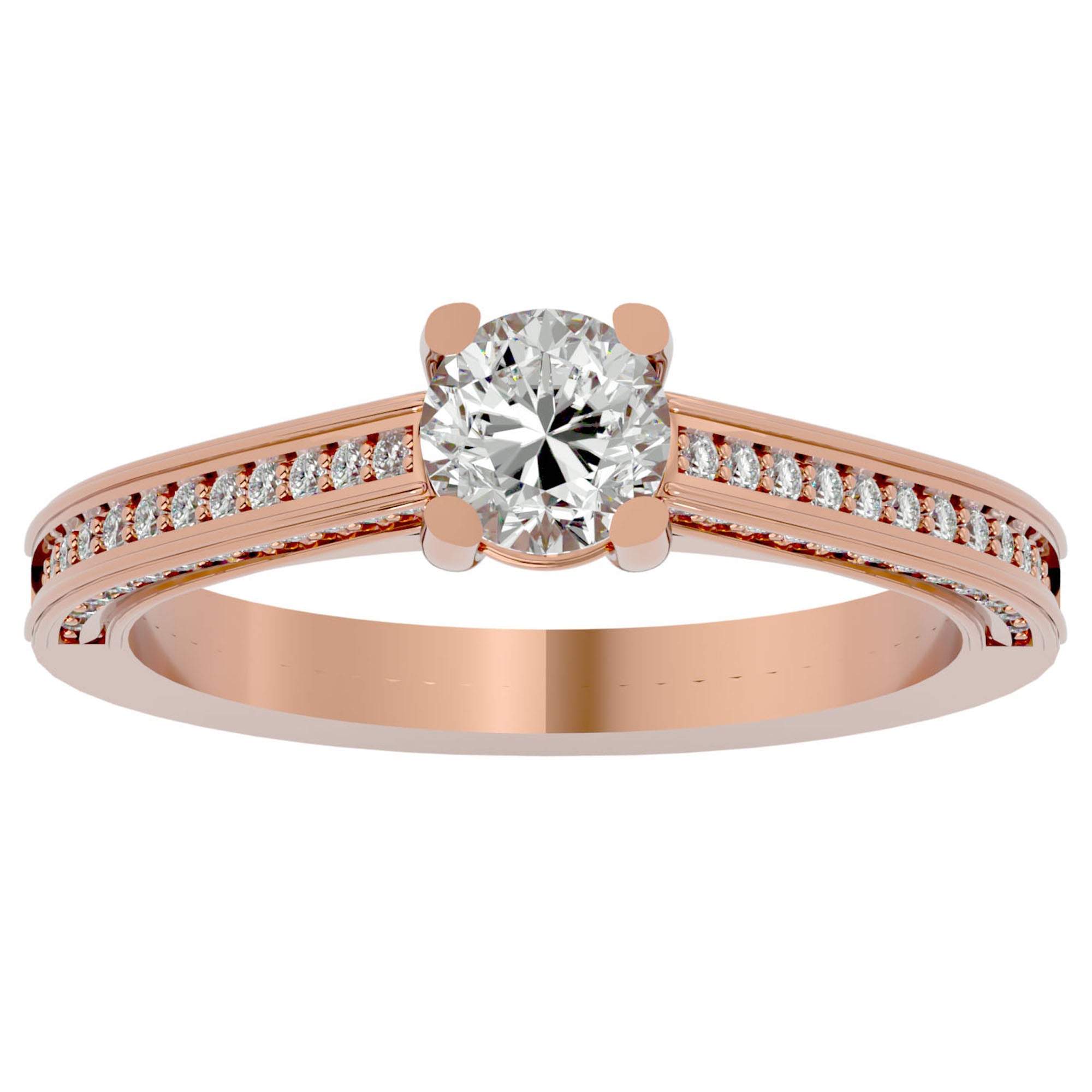 Inel De Logodnă Corsica Pavé din Aur 14k cu Diamante Naturale de 1.11 ct din 14k Aur Roz - Castelo.ro