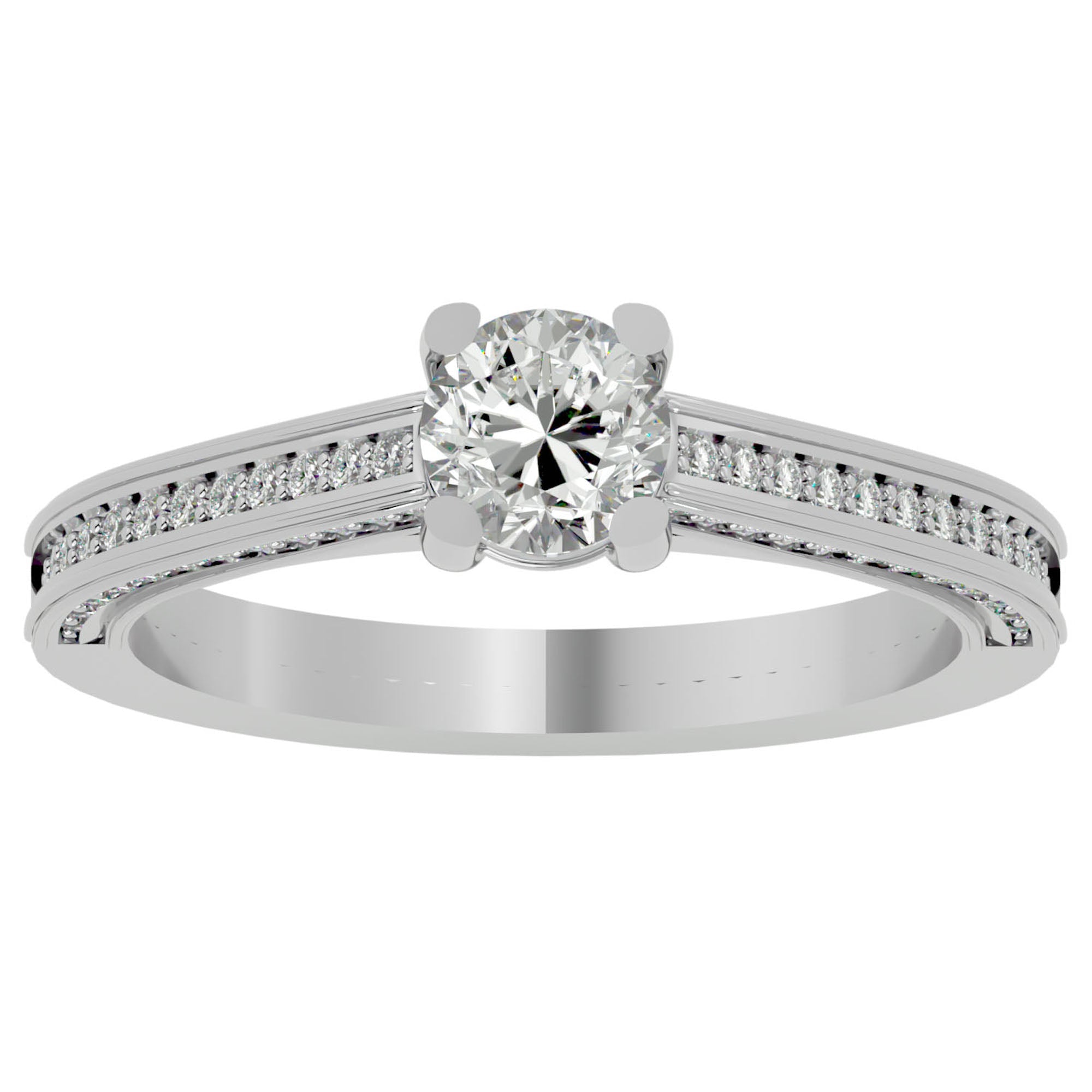 Inel De Logodnă Corsica Pavé din Aur 14k cu Diamante Naturale de 1.11 ct din 14k Aur Alb - Castelo.ro