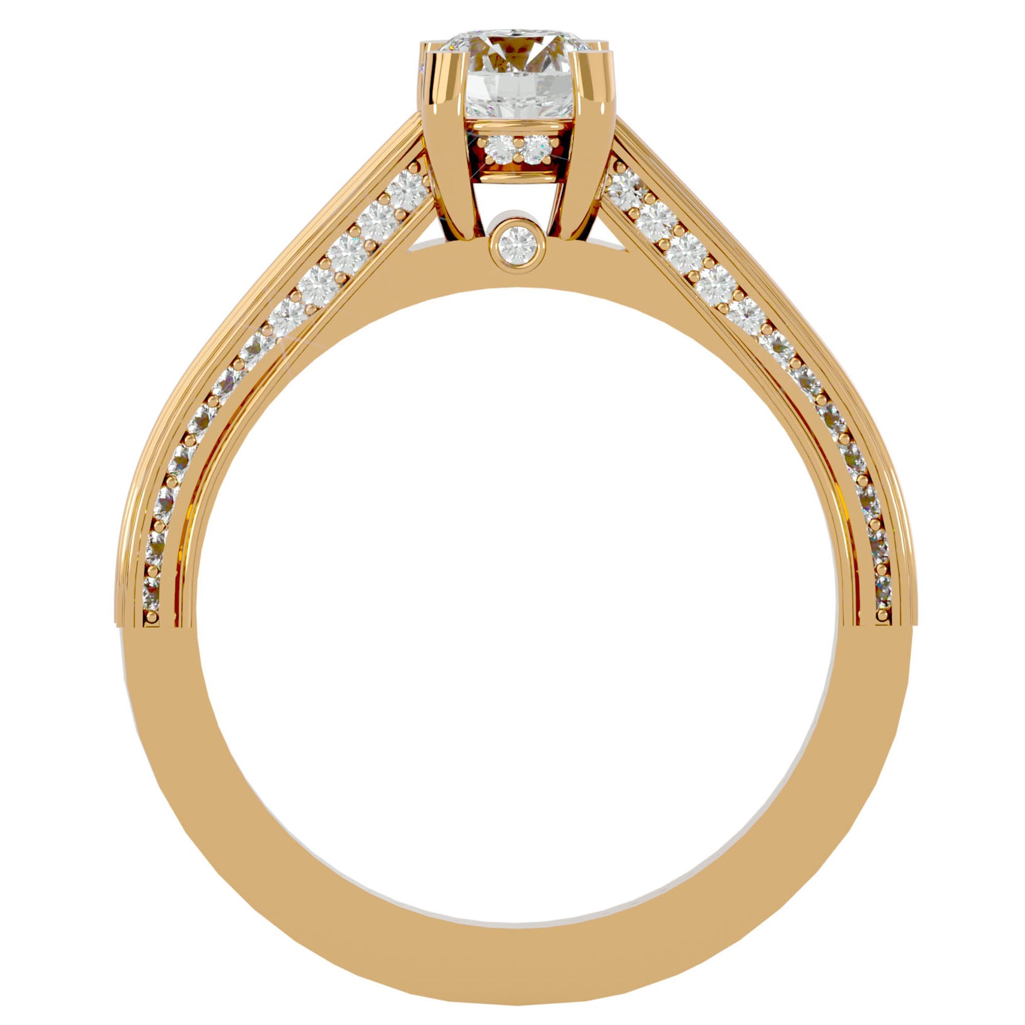 Inel De Logodnă Corsica Pavé din Aur 14k cu Diamante Naturale de 1.11 ct din 14k Aur Galben - Castelo.ro