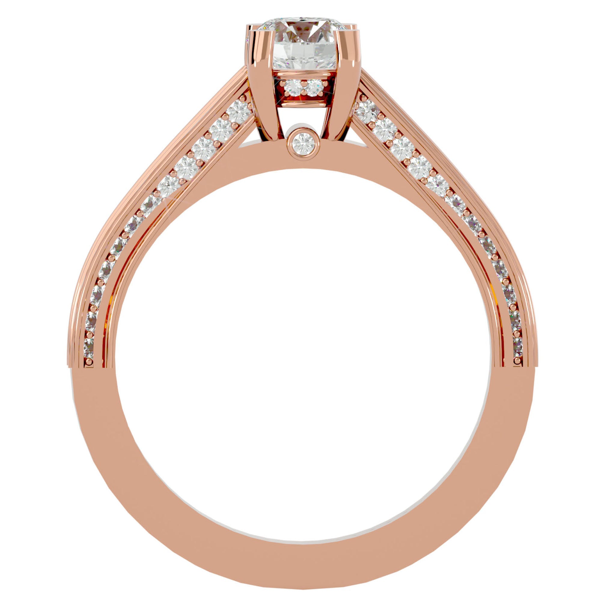 Inel De Logodnă Corsica Pavé din Aur 14k cu Diamante Naturale de 1.11 ct din 14k Aur Roz - Castelo.ro