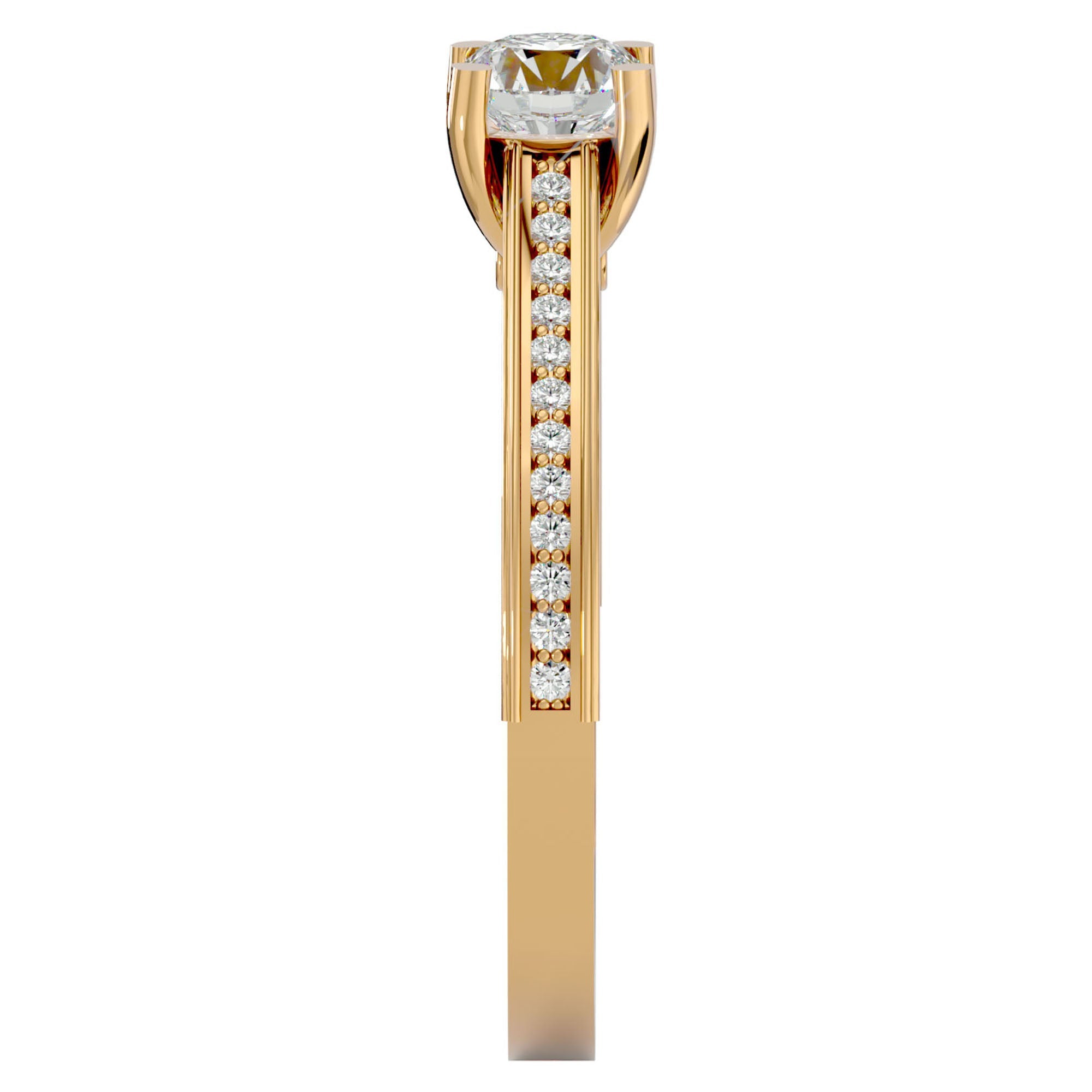 Inel De Logodnă Corsica Pavé din Aur 14k cu Diamante Naturale de 1.11 ct din 14k Aur Galben - Castelo.ro