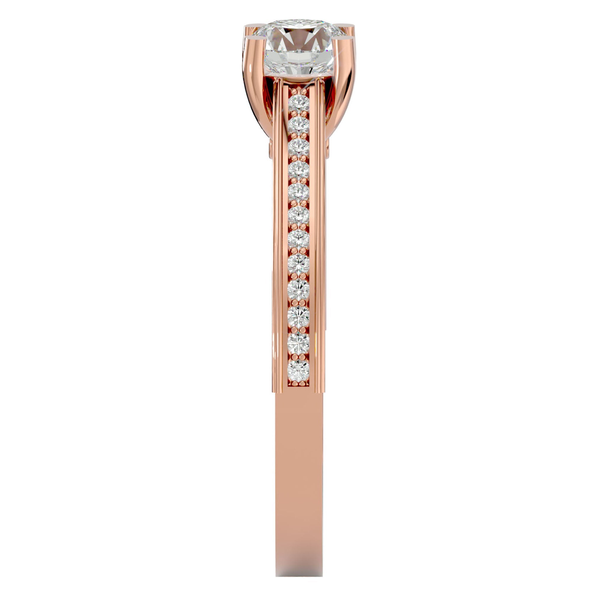 Inel De Logodnă Corsica Pavé din Aur 14k cu Diamante Naturale de 1.11 ct din 14k Aur Roz - Castelo.ro