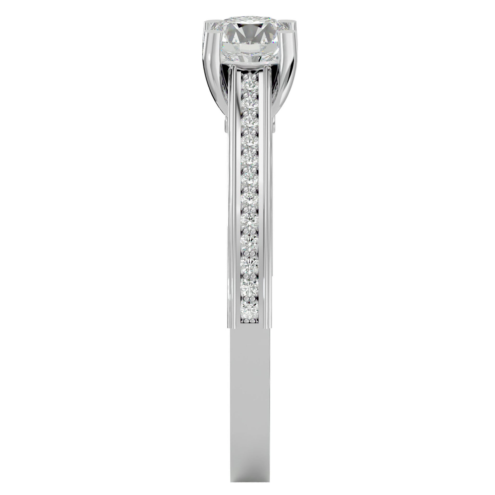 Inel De Logodnă Corsica Pavé din Aur 14k cu Diamante Naturale de 1.11 ct din 14k Aur Alb - Castelo.ro