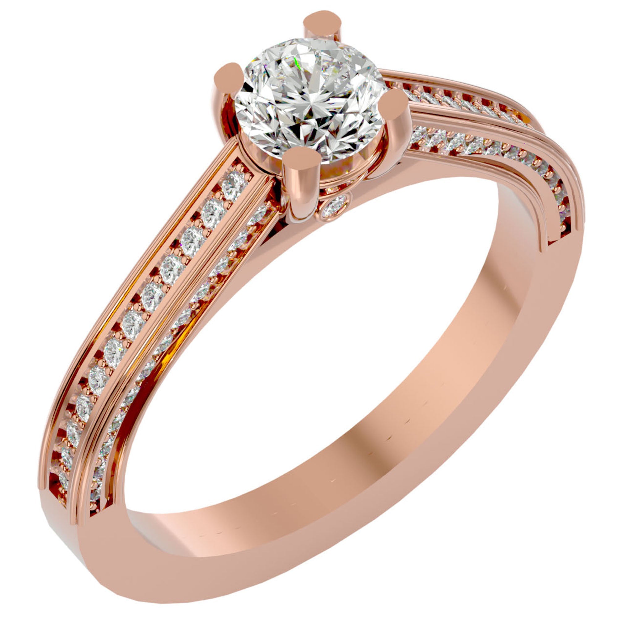 Inel De Logodnă Corsica Pavé din Aur 14k cu Diamante Naturale de 1.11 ct din 14k Aur Roz - Castelo.ro