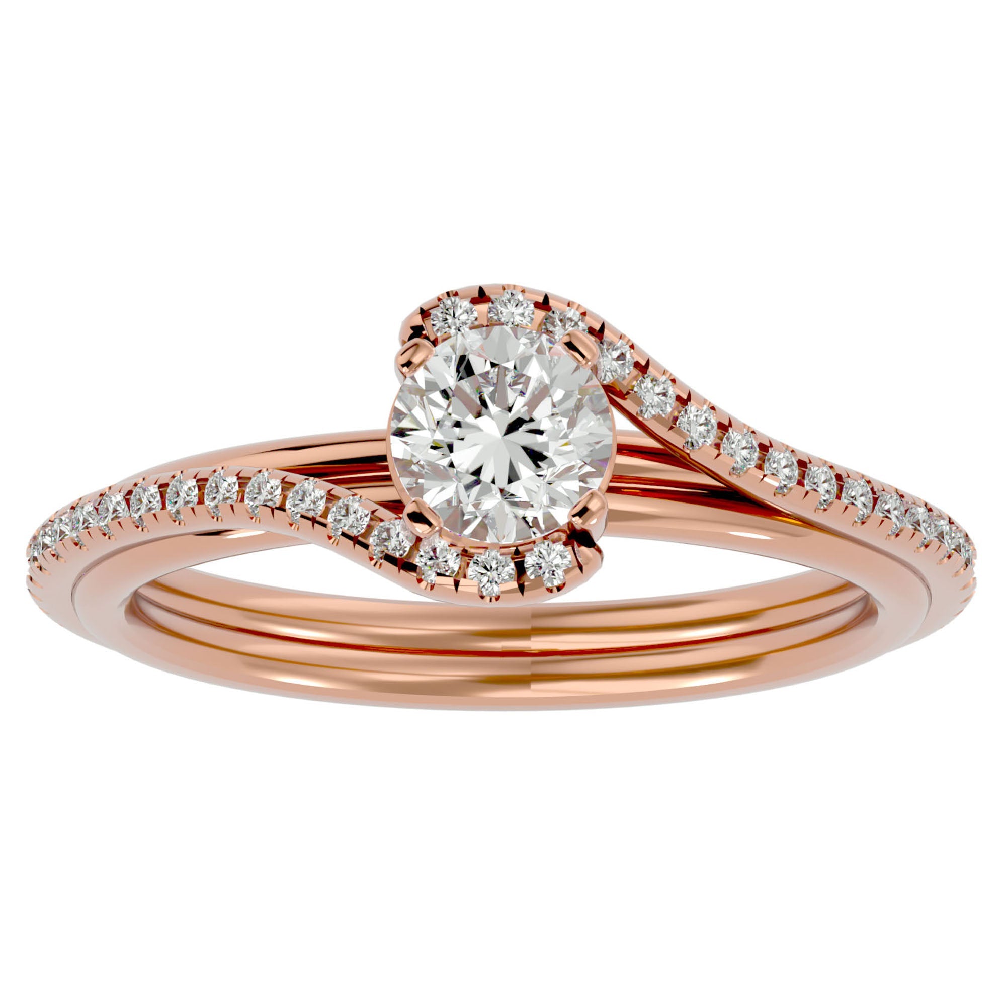 Inel de Logodnă cu Moissanite Pavé în Spirală de 0.88 ct din 18k Aur Roz - Castelo.ro