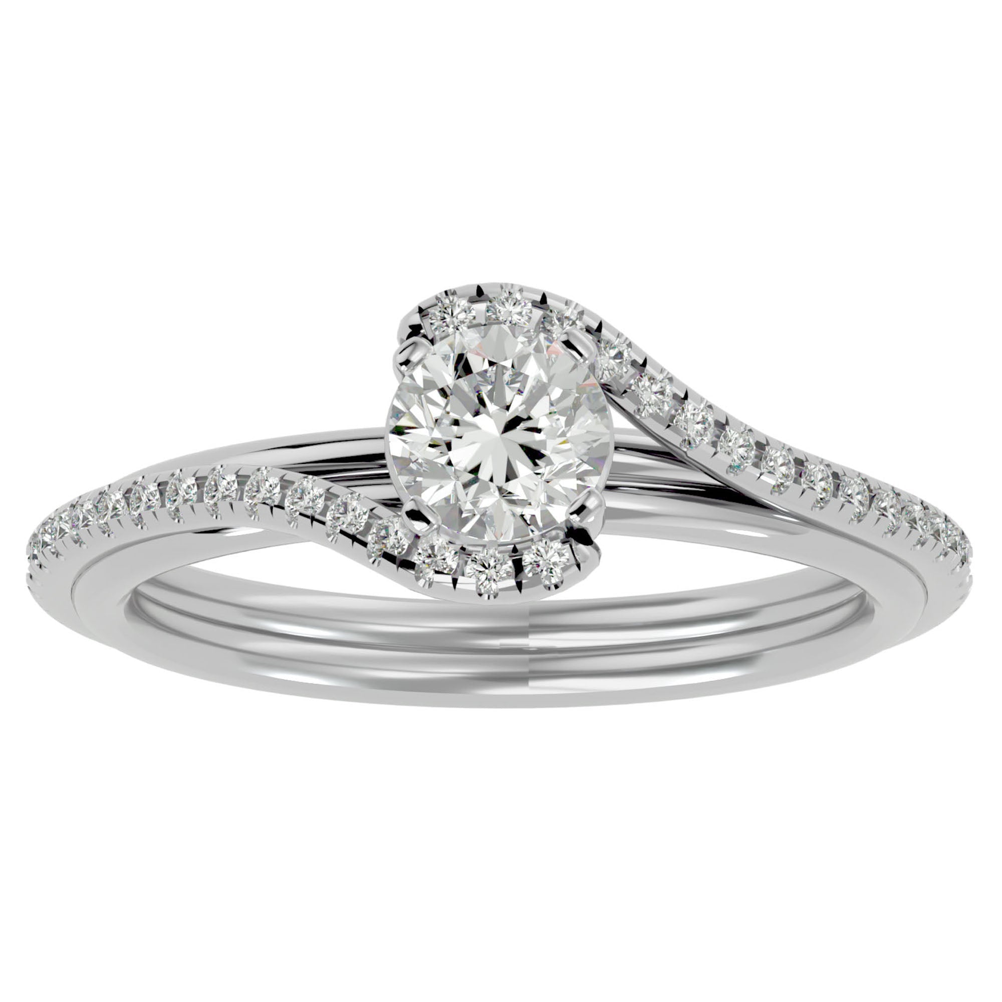 Inel de Logodnă cu Moissanite Pavé în Spirală de 0.88 ct din Platina - Castelo.ro