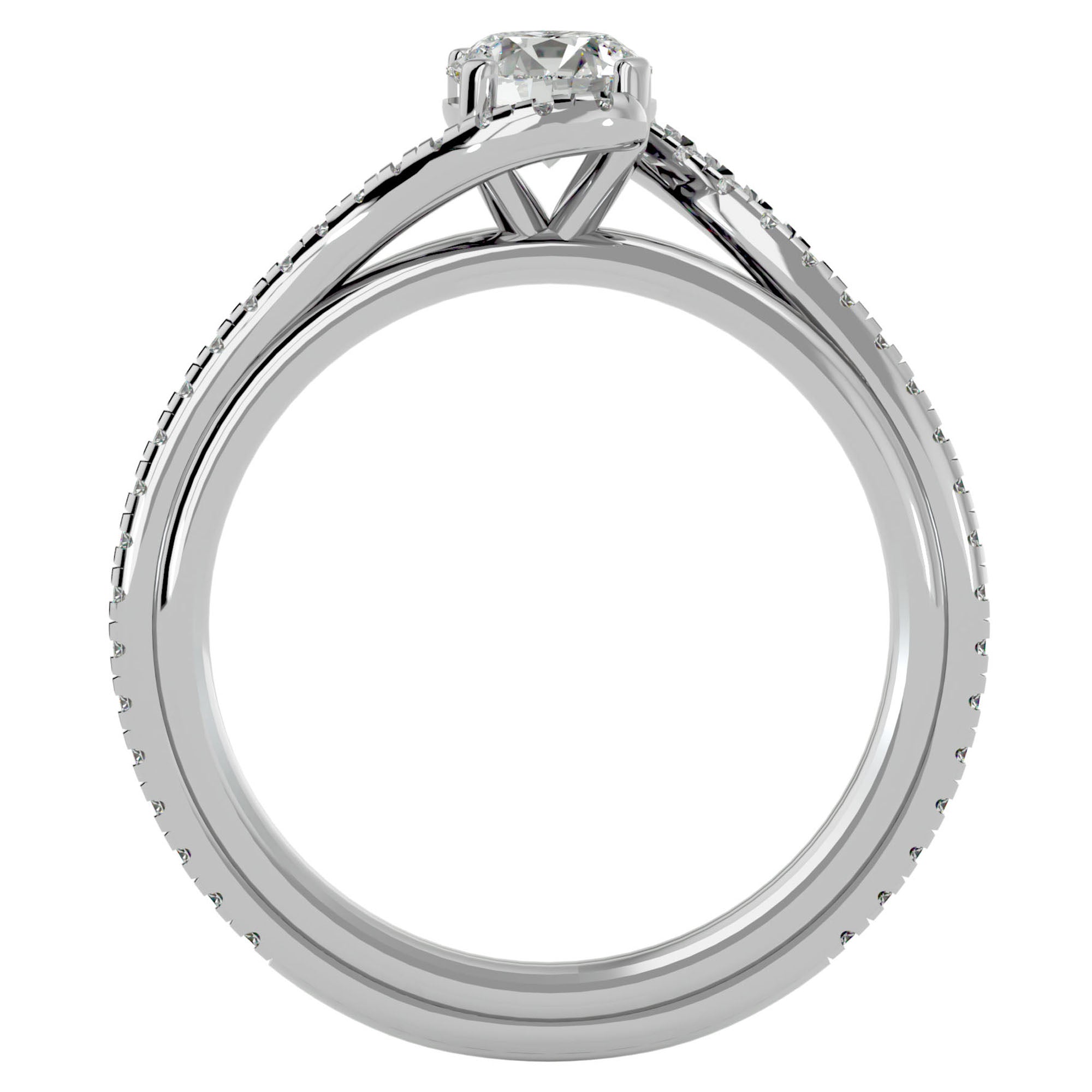 Inel de Logodnă cu Moissanite Pavé în Spirală de 0.88 ct din Platina - Castelo.ro