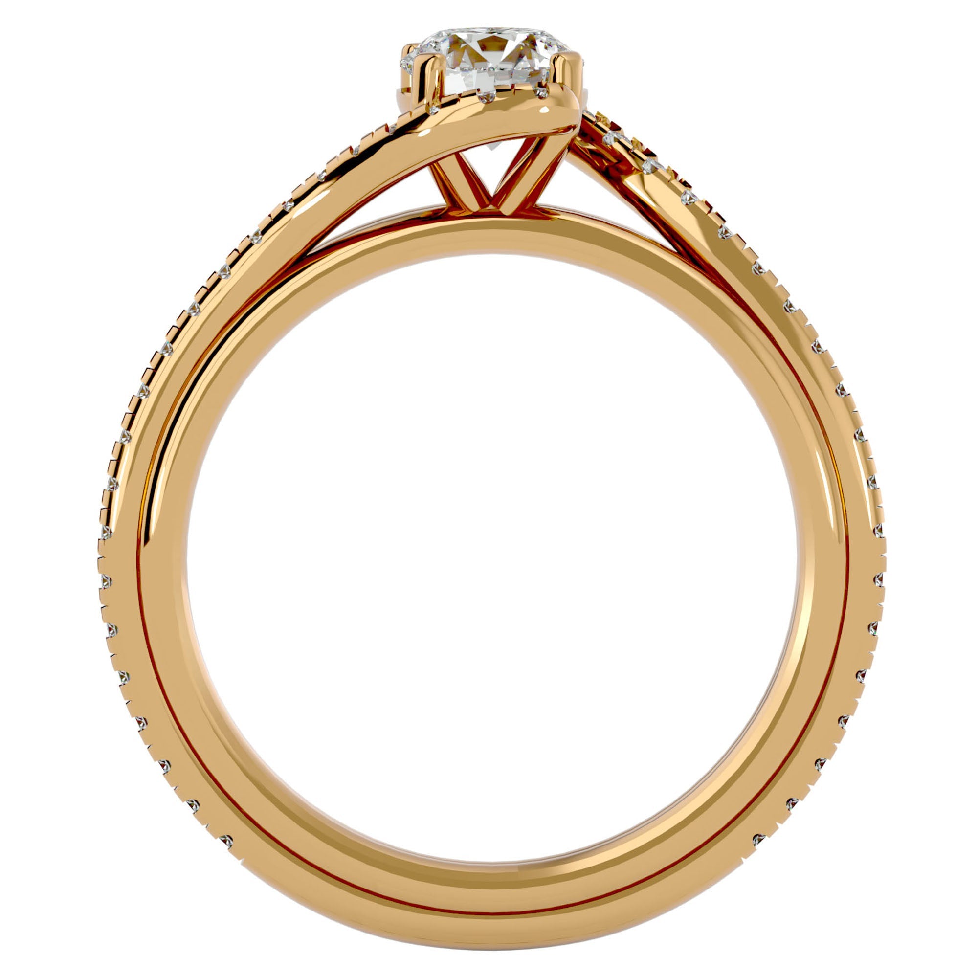 Inel de Logodnă cu Moissanite Pavé în Spirală de 0.88 ct din 18k Aur Galben - Castelo.ro