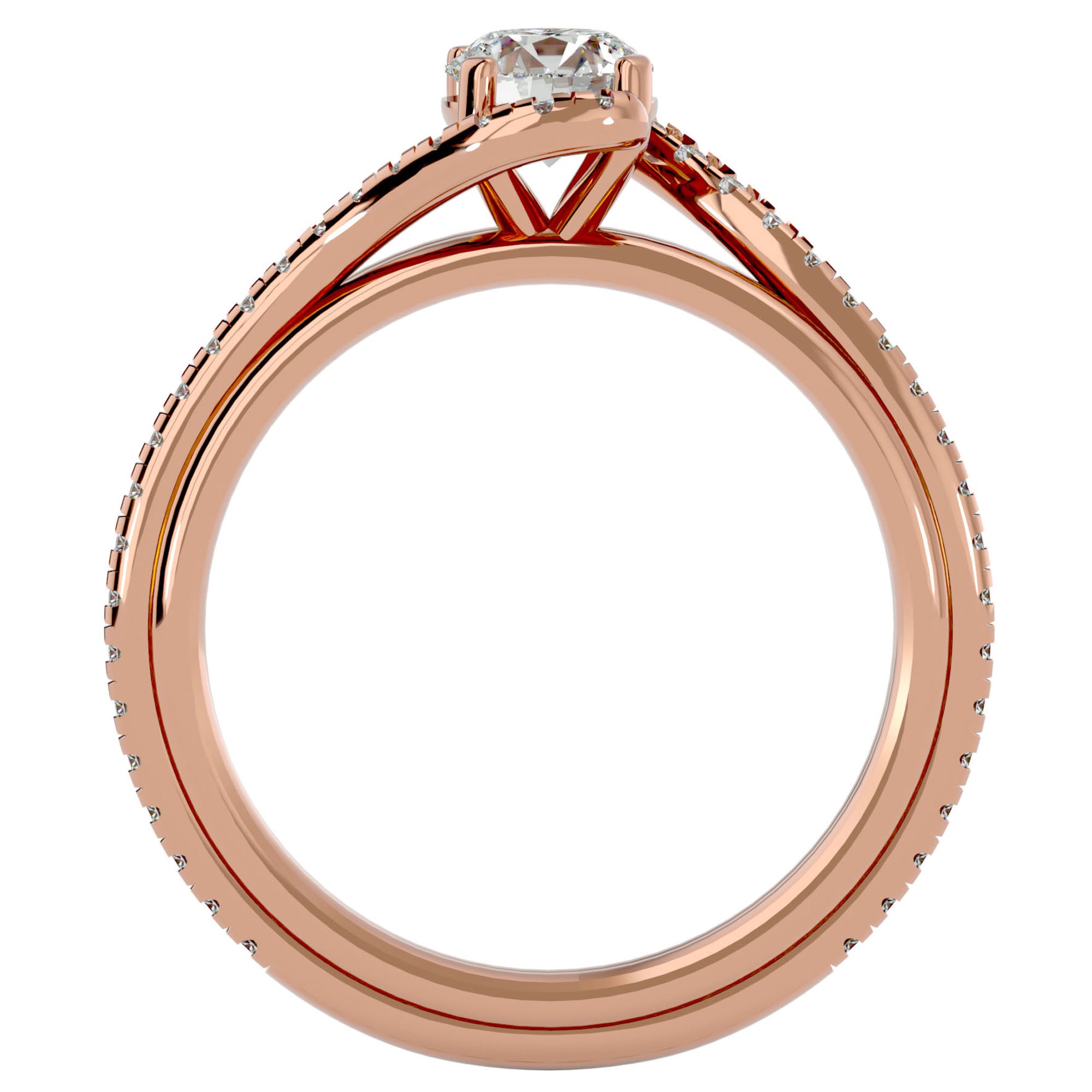 Inel De Logodnă Orléans Pavé din Aur 14k cu Moissanite de 0.88 ct din 14k Aur Roz - Castelo.ro